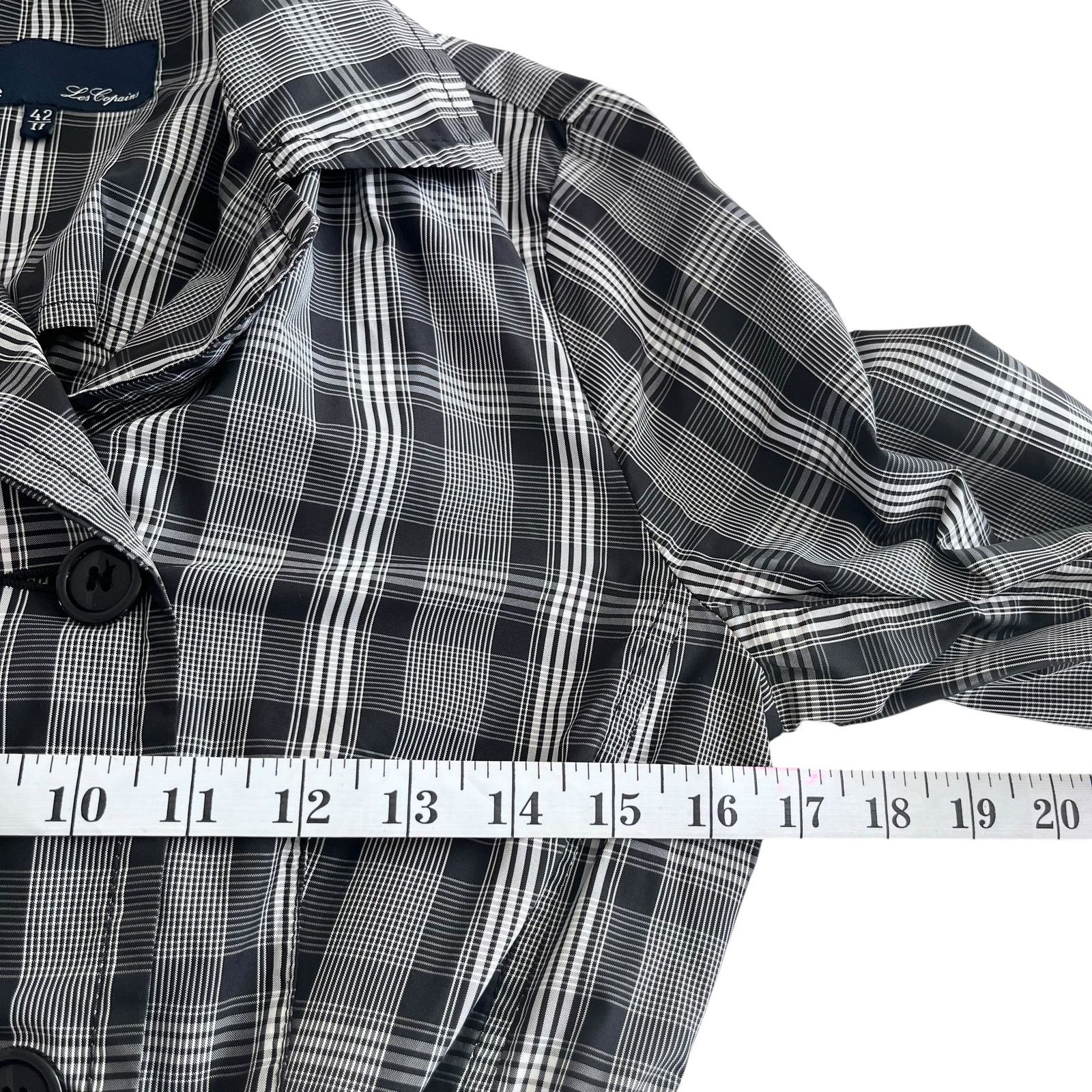 Other Blue Les Copains Black White Plaid Short Trench Coat Jacket Size S / US 4 / IT 40 - 7 Thumbnail