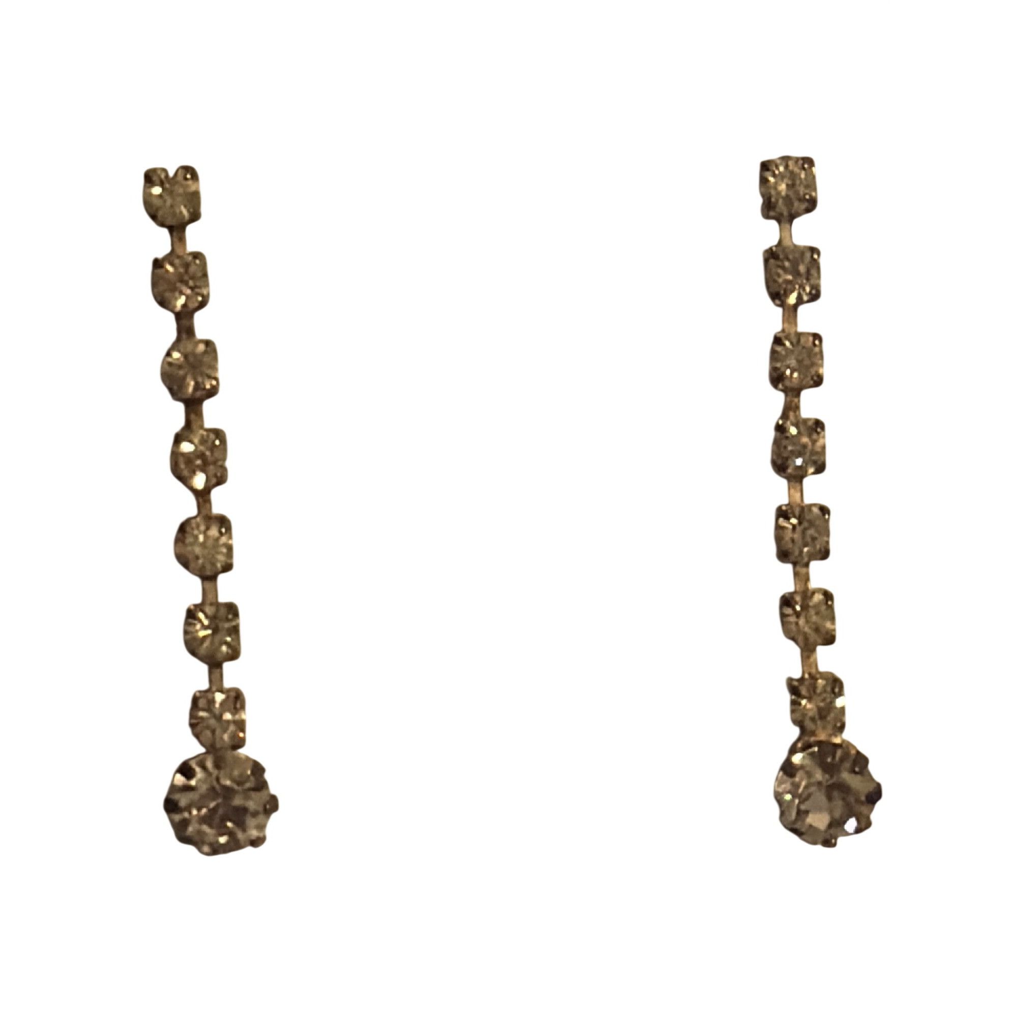 Other Vintage Crystal Rhinestone Drop Earrings Silver Tone Lightwe Size ONE SIZE - 2 Thumbnail