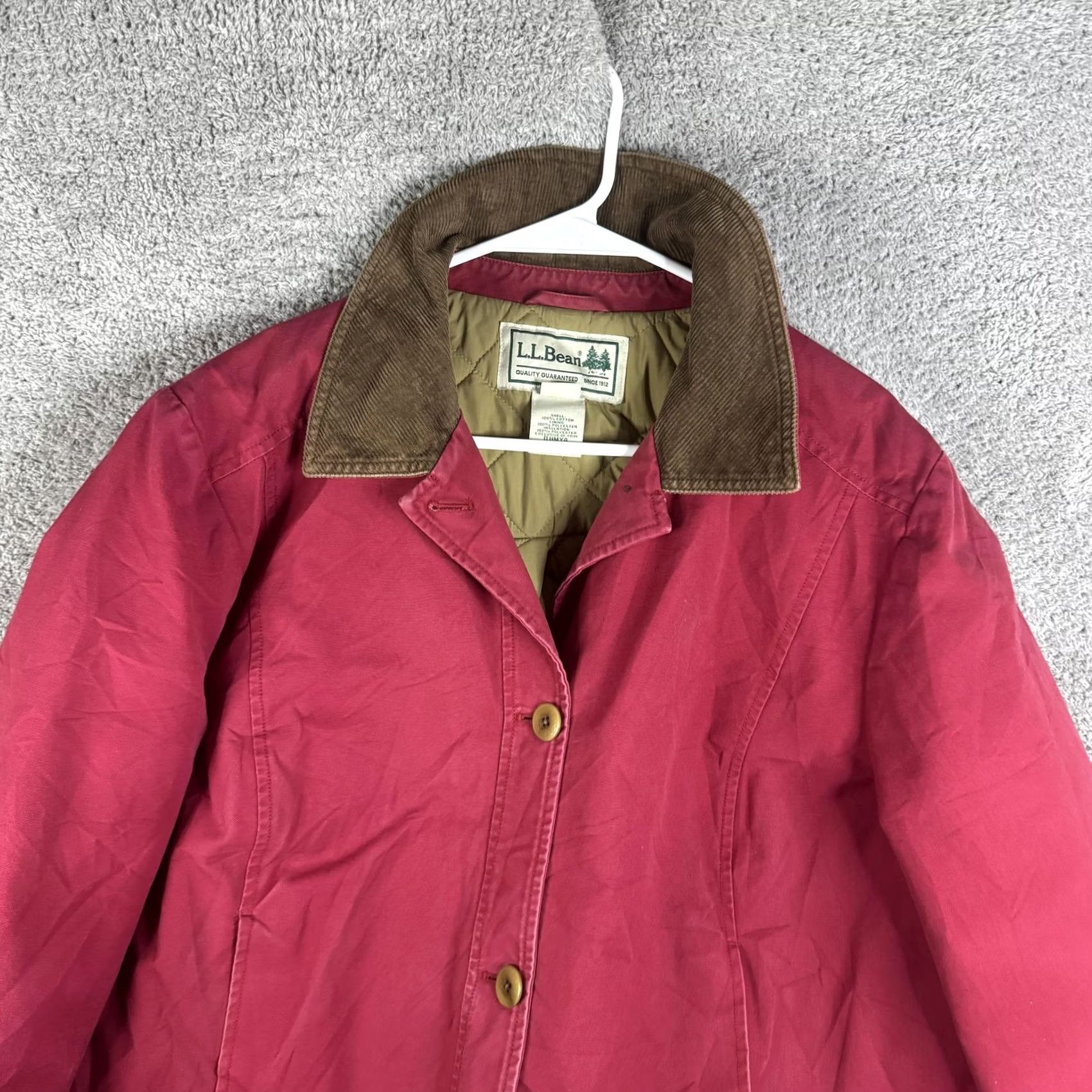 Vintage L.L. Bean Coat Womens 2X Red Corduroy Collar Quilted Lined Pockets Canvas Coat Size XXL / US 16-18 / IT 52-54 - 5 Thumbnail