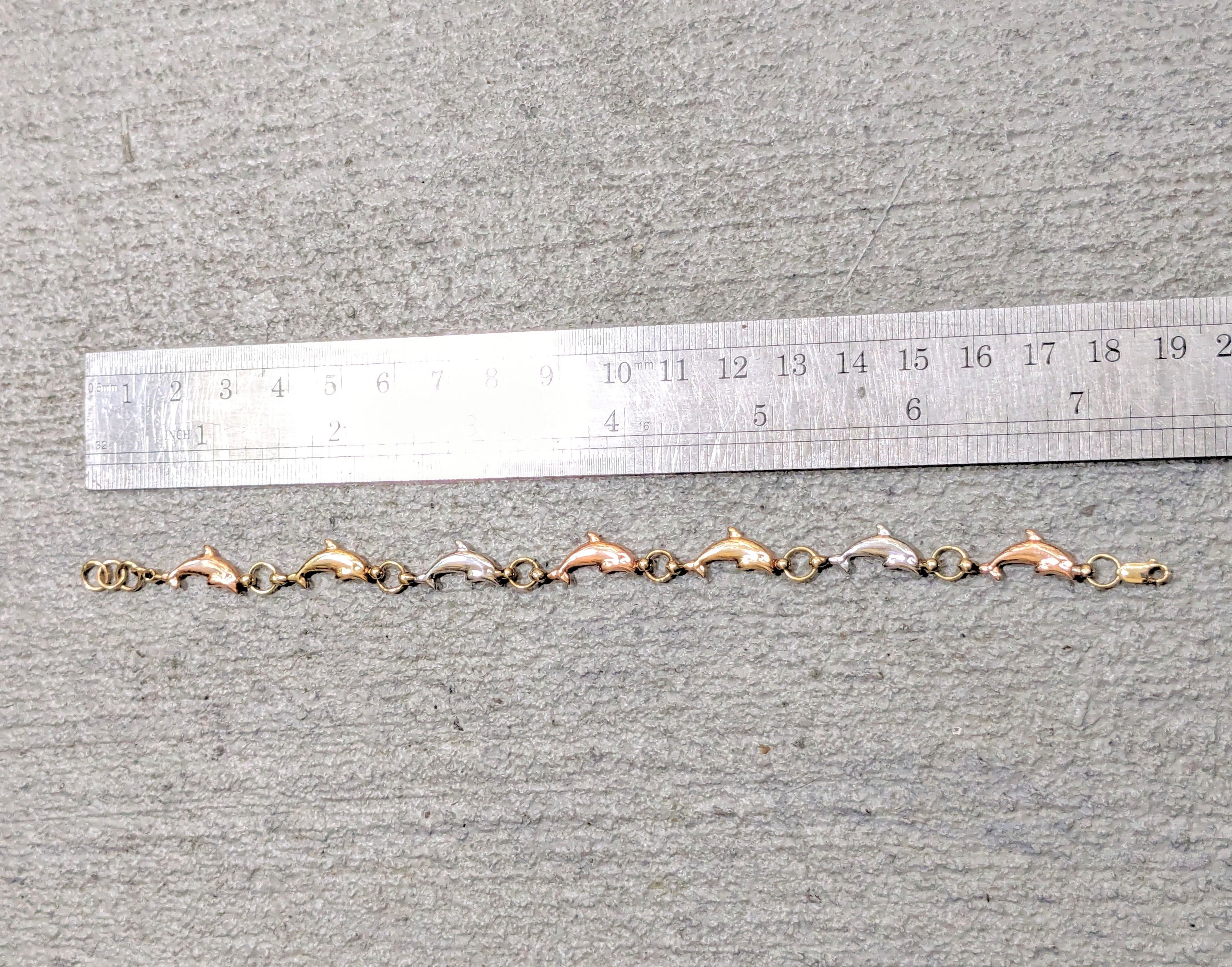 Jewelry Vintage 10K Gold Dolphin Bracelet 7.5" Link Chain Y2K Size ONE SIZE - 11 Thumbnail