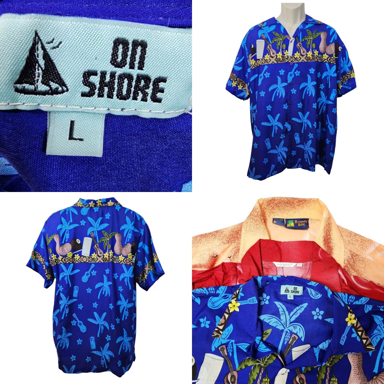 Vintage Mens Hawaiian Shirts Large Uluwatu Roundy Bay On Shore Novelty Camp Lot of 3 Size US L / EU 52-54 / 3 - 8 Thumbnail