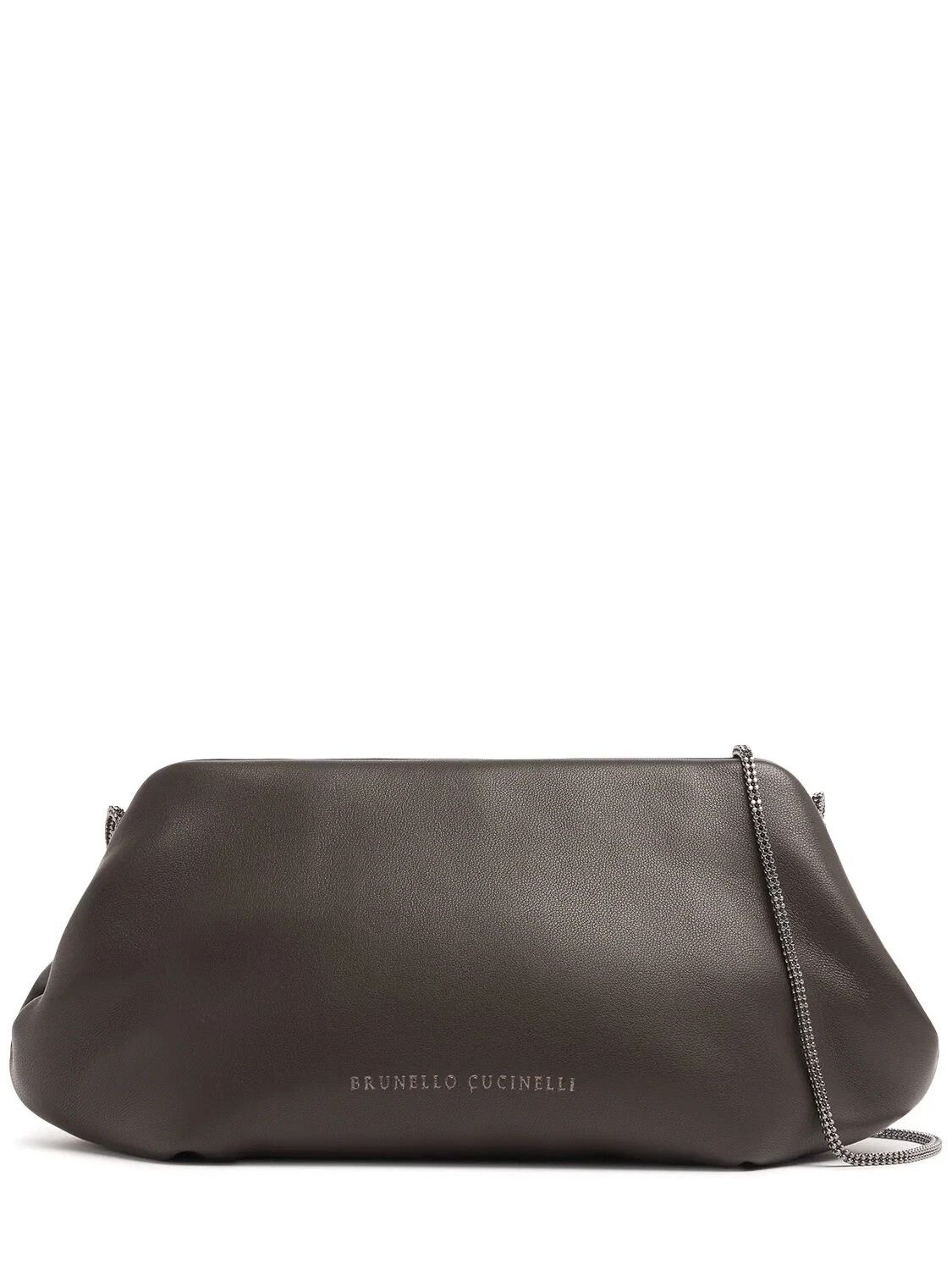 Brunello Cucinelli BRUNELLO CUCINELLI Testa Moro Gray Leather Clutch Size ONE SIZE - 1 Thumbnail