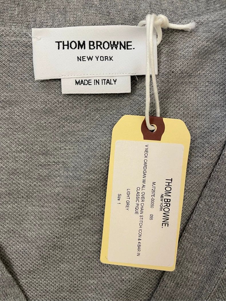 Thom Browne Thom browne Gray Xiu Zoo Four-Striped Knitted Cardigan jack Size US S / EU 44-46 / 1 - 5 Thumbnail