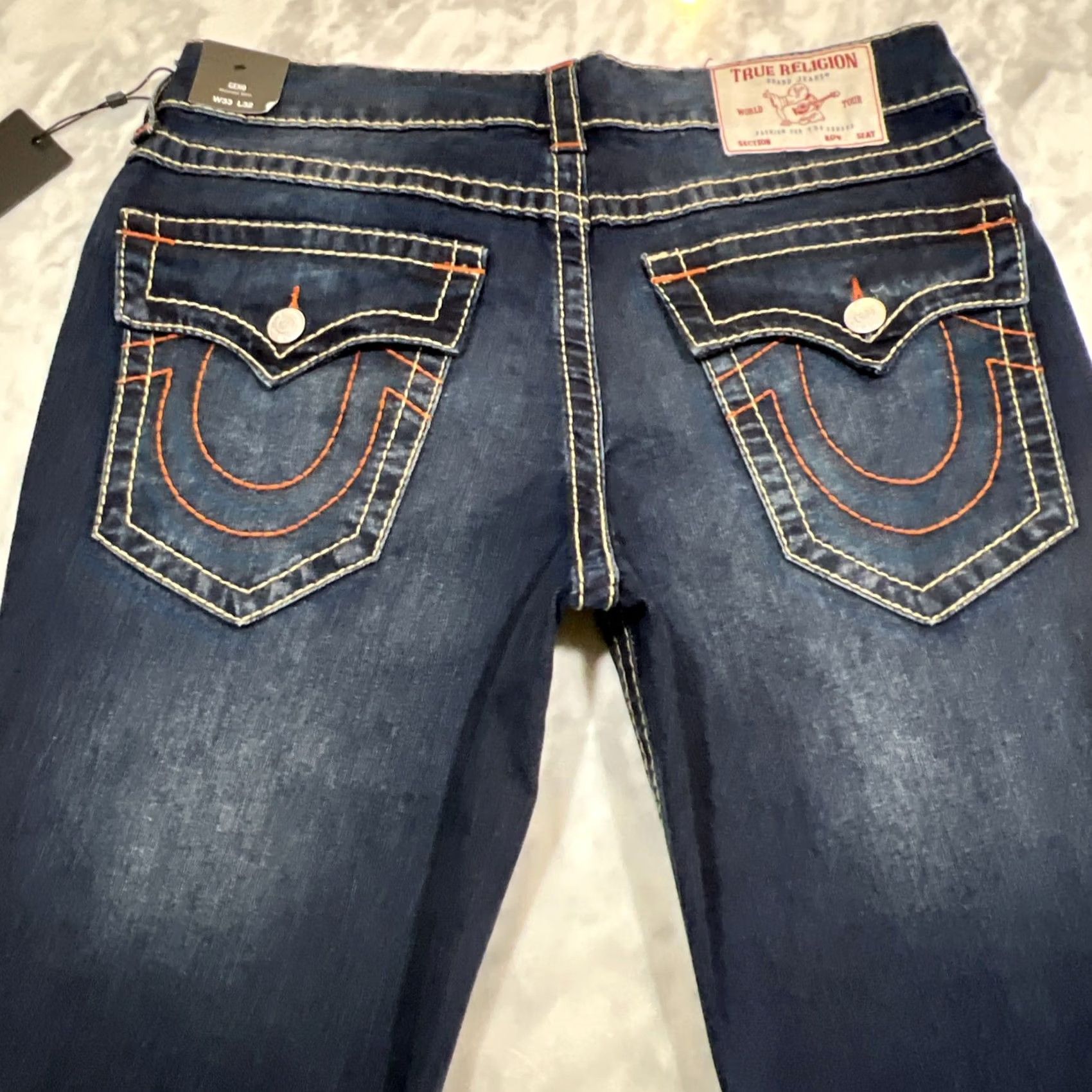 True Religion True Religion Geno Big T Flap Relax Slim Jeans Men 33 Dark Mahogany Wood 700607 NWT Size US 33 - 6 Thumbnail