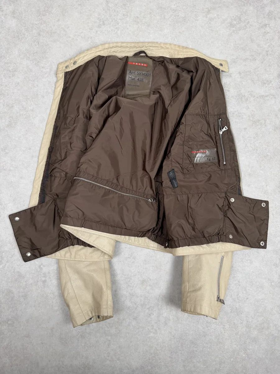 Prada SS2000 Prada Beige Padded Biker Leather Jacket Size US L / EU 52-54 / 3 - 11 Thumbnail