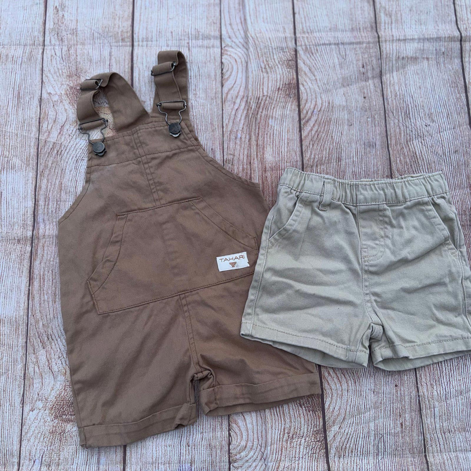 Other 12 Months Kids Brown Overalls and Lands End Khaki Shorts Size ONE SIZE - 1 Thumbnail