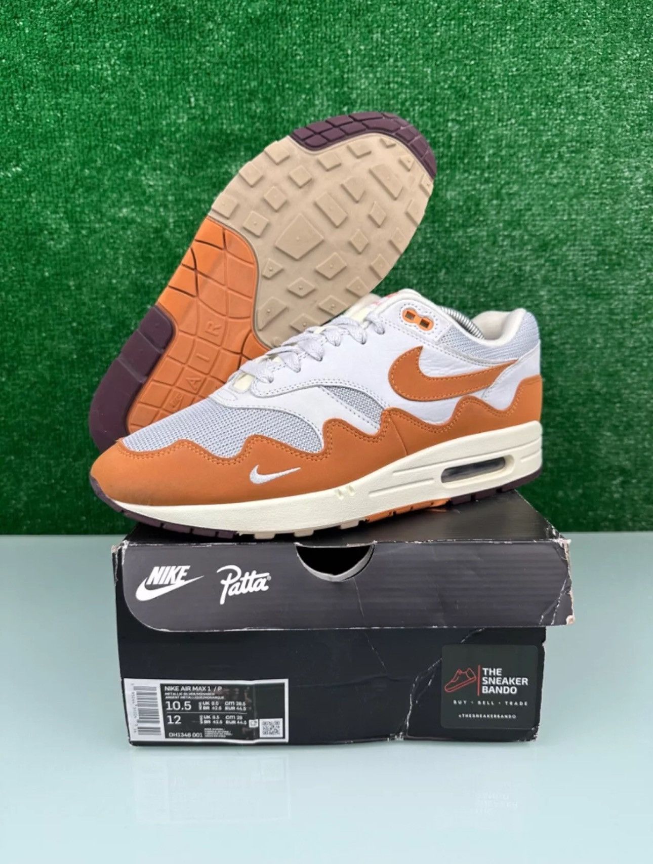 image of Size 10.5 - Nike Air Max 1 Patta Waves Monarch Shoes in Orange, Men's
