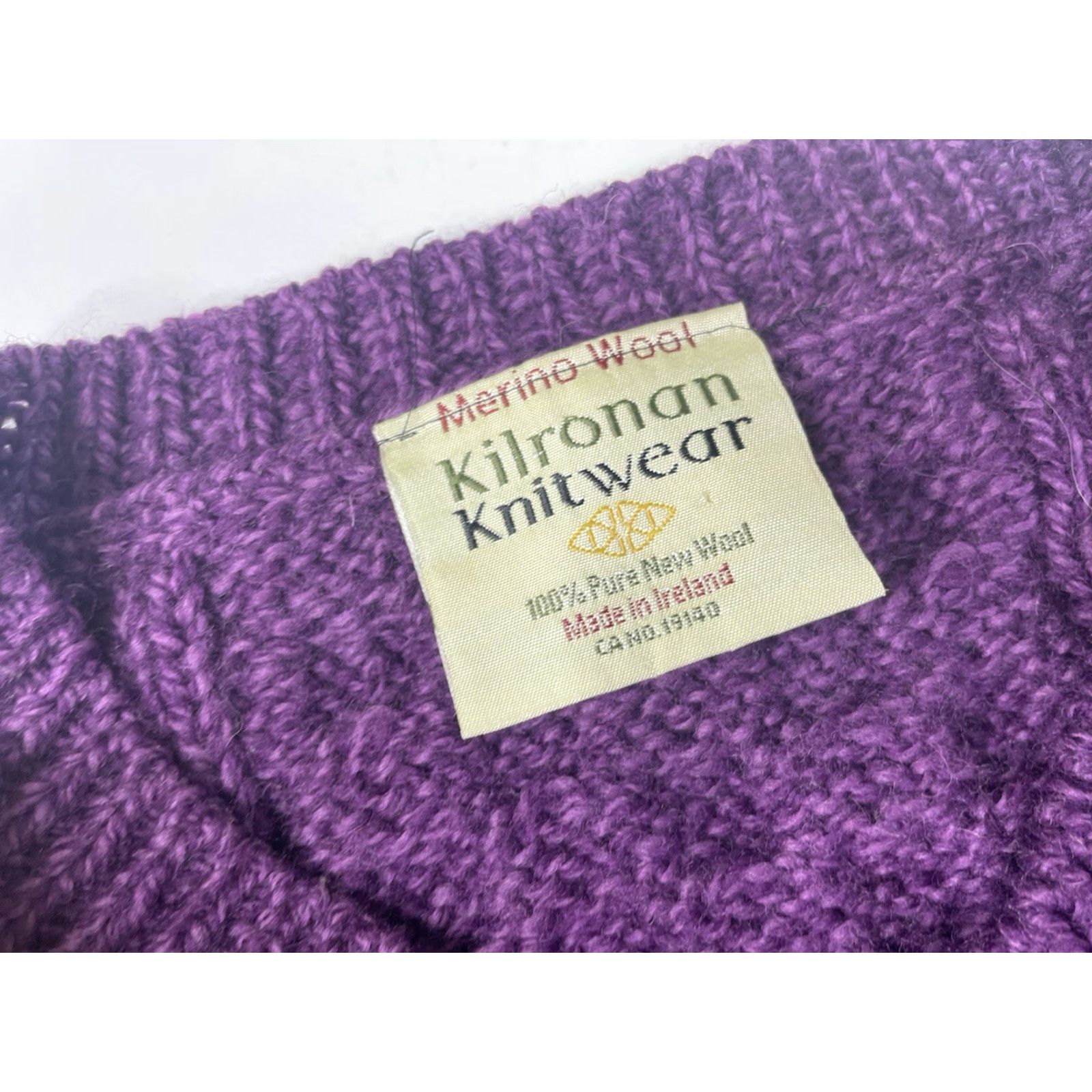 Vintage Kilronan Ireland Merino Wool Cardigan 3/4 Sleeve Purple Knit 100% Wool Size L Women's Sweater Button Size L / US 10 / IT 46 - 2 Thumbnail