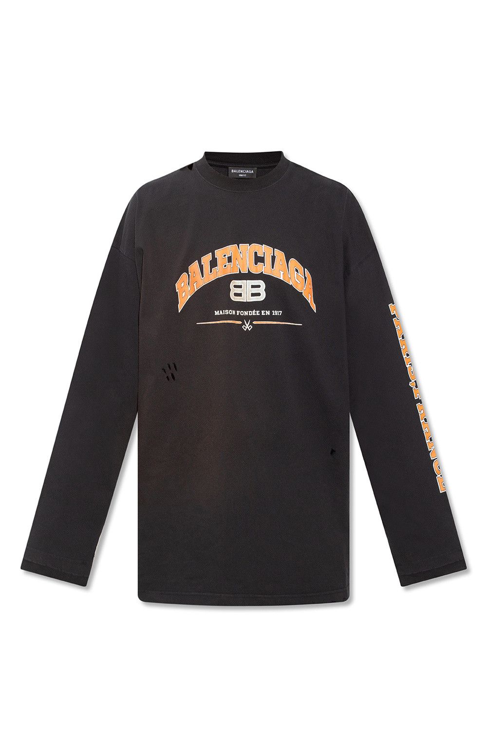 Image of Balenciaga O1Mt1Gz0524 Maison Oversized Long Sleeve T-Shirt In Black, Men's (Size XL)