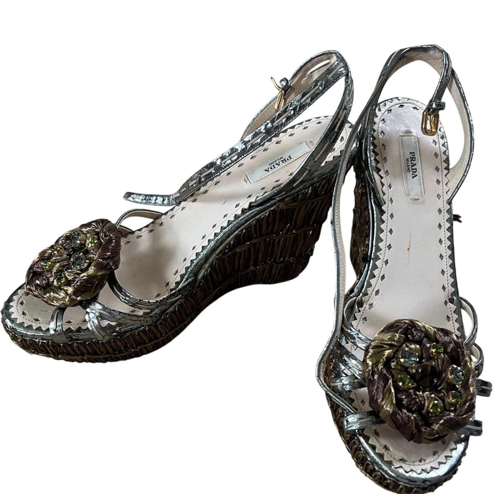 Prada Prada shimmery floral espadrilles size 40 Size US 10 / IT 40 - 1 Thumbnail
