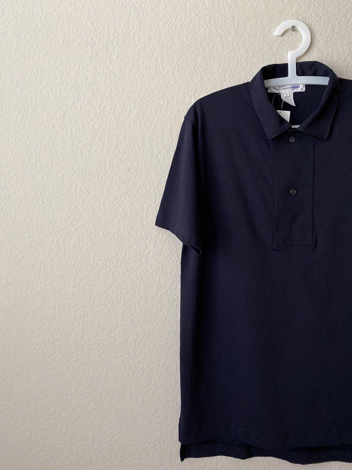 Comme des Garcons SHIRT Comme des Garçons Navy 100% Cotton Oversized Placket Polo Size US XL / EU 56 / 4 - 3 Thumbnail
