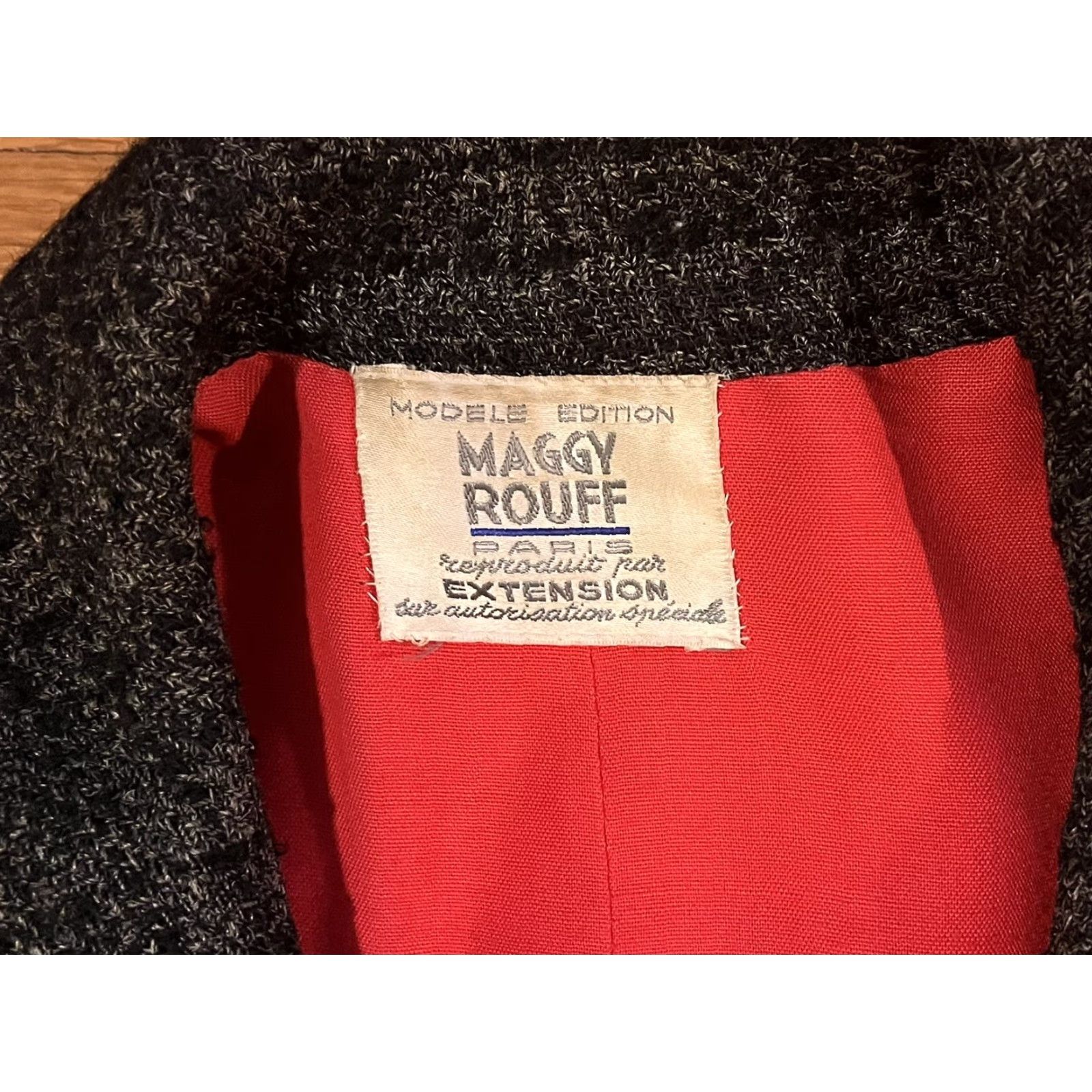 Vintage VINTAGE Maggy Rouff Coat Swing - Women’s Medium Grey Check Wool Blend 1960s 41" Shoulder to Hem Mens? Size M / US 6-8 / IT 42-44 - 5 Thumbnail
