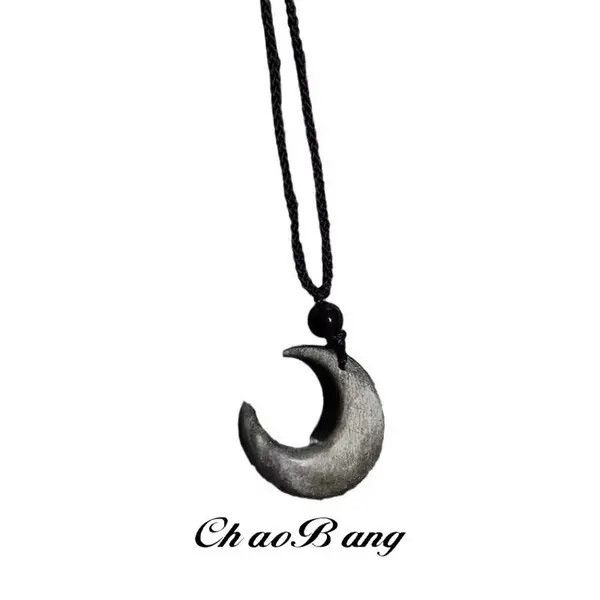 Jewelry Black Crescent Moon Pendant Necklace, Adjustable Cord Size ONE SIZE - 4 Thumbnail