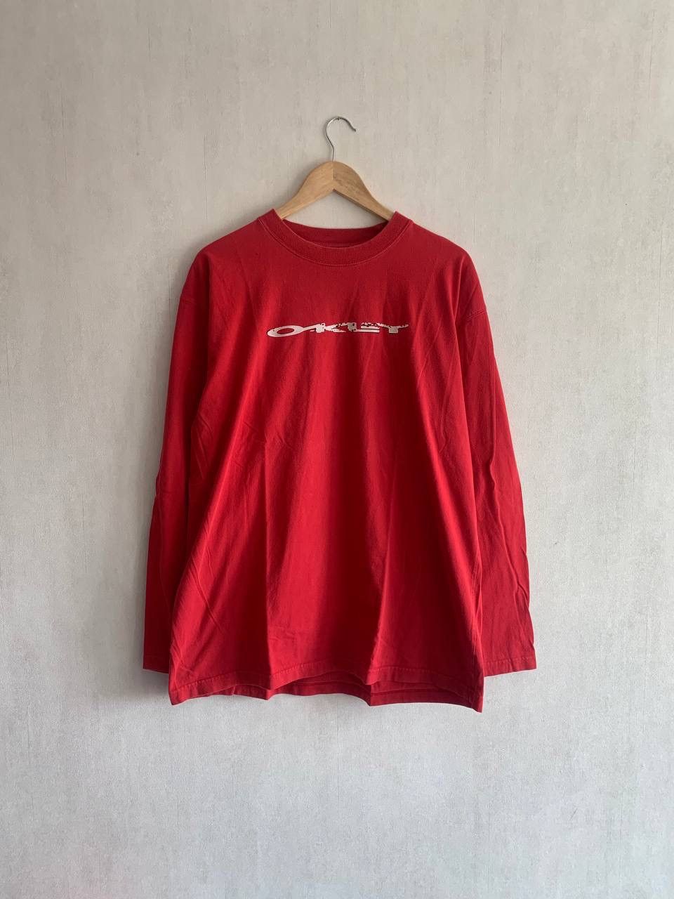 90s Vintage Oakley Longsleeve Red Big Logo Size XL Y2k Style