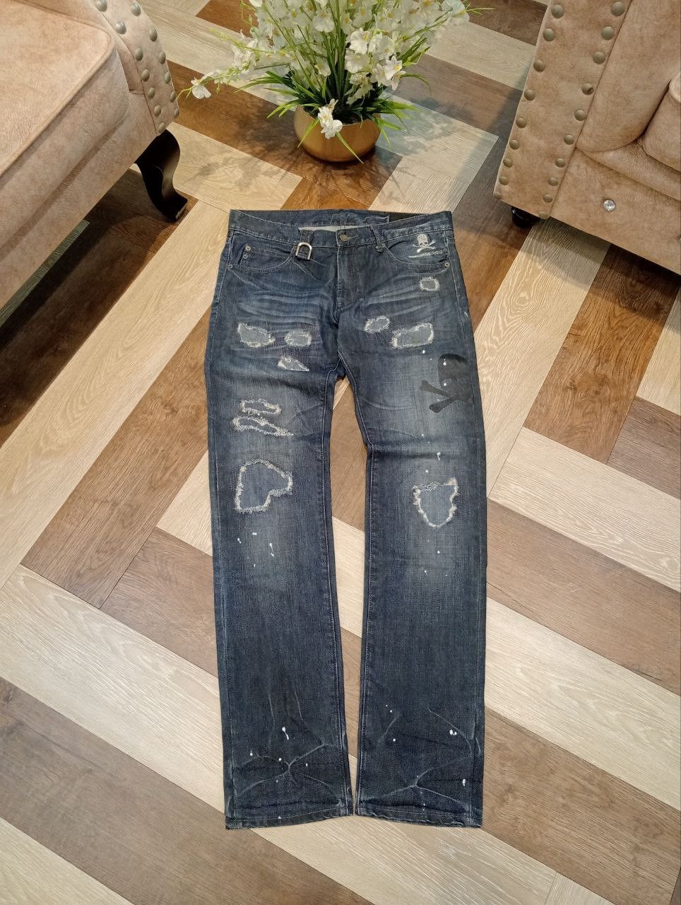 semanticdesign SEMANTIC DESIGN x ROEN SKULLS DISTRESSED DENIM Size US 35 - 1 Thumbnail