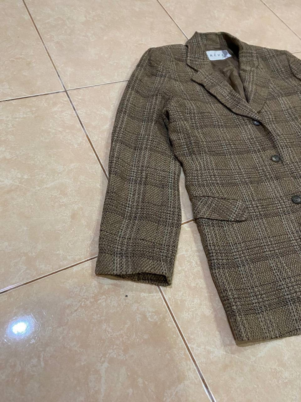 Japanese Brand Vintage Reve Wool Plaid Coat Size US M / EU 48-50 / 2 - 2 Thumbnail