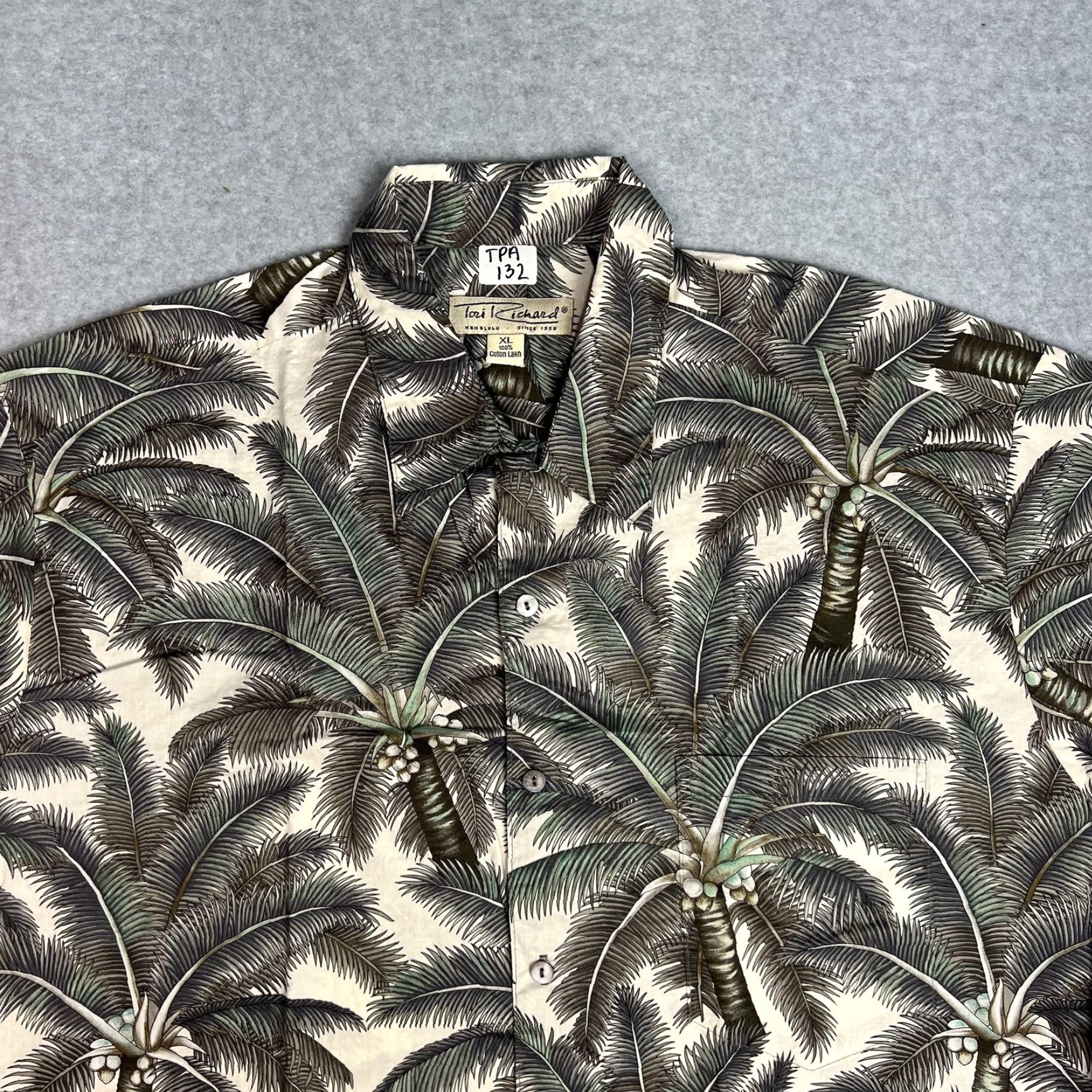 Tori Richard Tori Richard Shirt Mens XL Brown Tan Palm Tree Hawaiian Aloha Button Up Cotton Size US XL / EU 56 / 4 - 4 Thumbnail