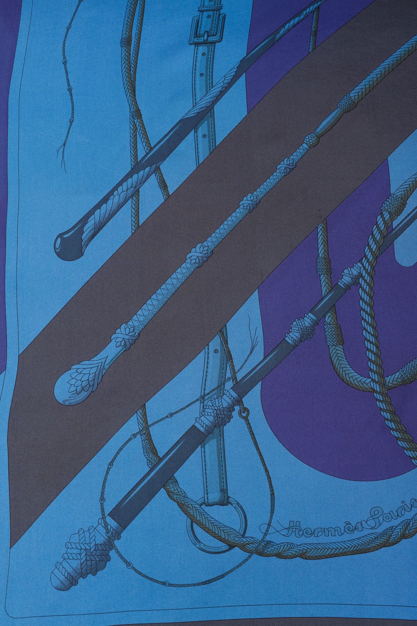 Hermes Hermes Clic-Clac 90 Blue Dip-Dye Silk Scarf Size ONE SIZE - 3 Thumbnail
