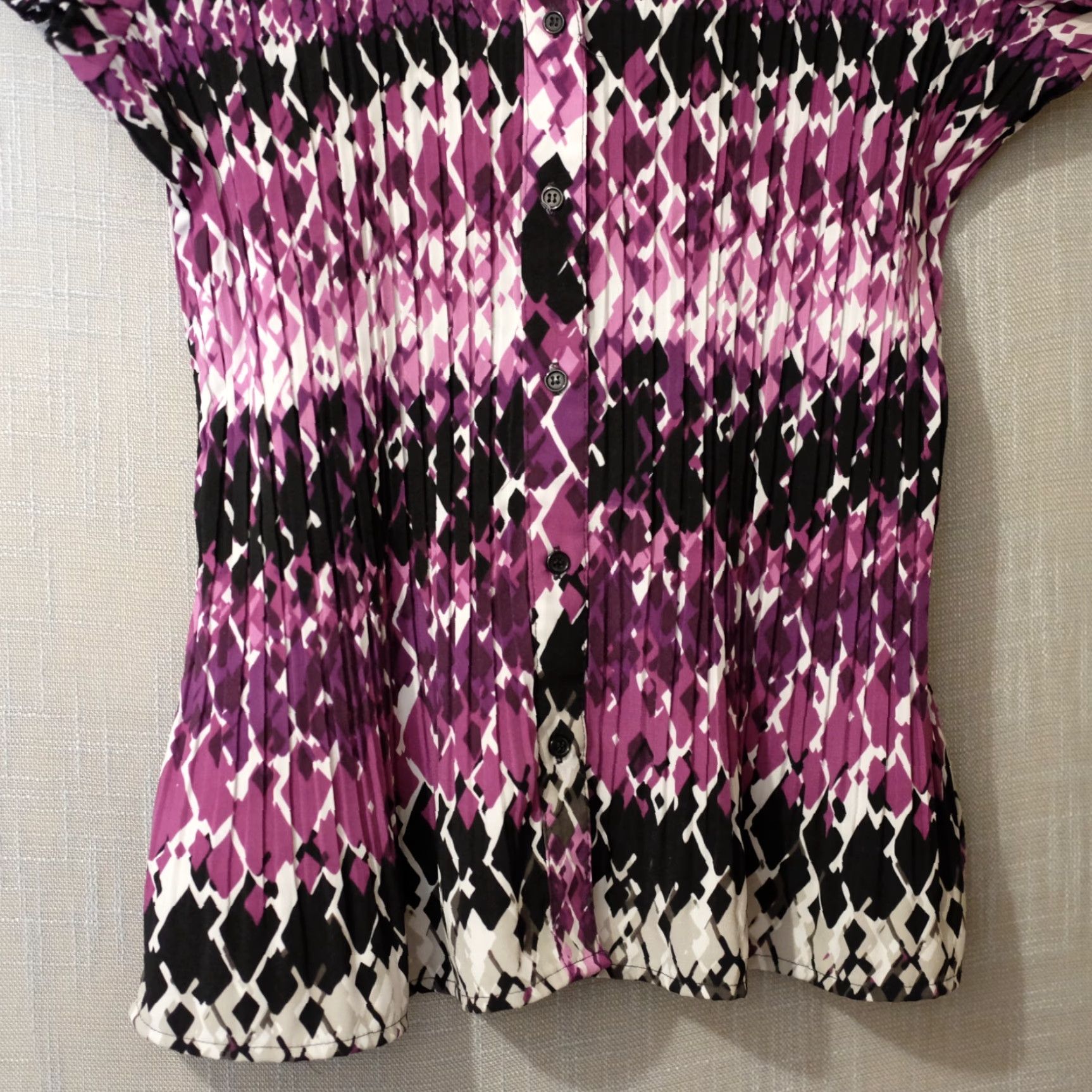 Vintage VINTAGE Apt 9 Crinkle Shirt Black/White/Grey/Purple Stretch Women's XL #H97-16 Size XL / US 12-14 / IT 48-50 - 3 Thumbnail