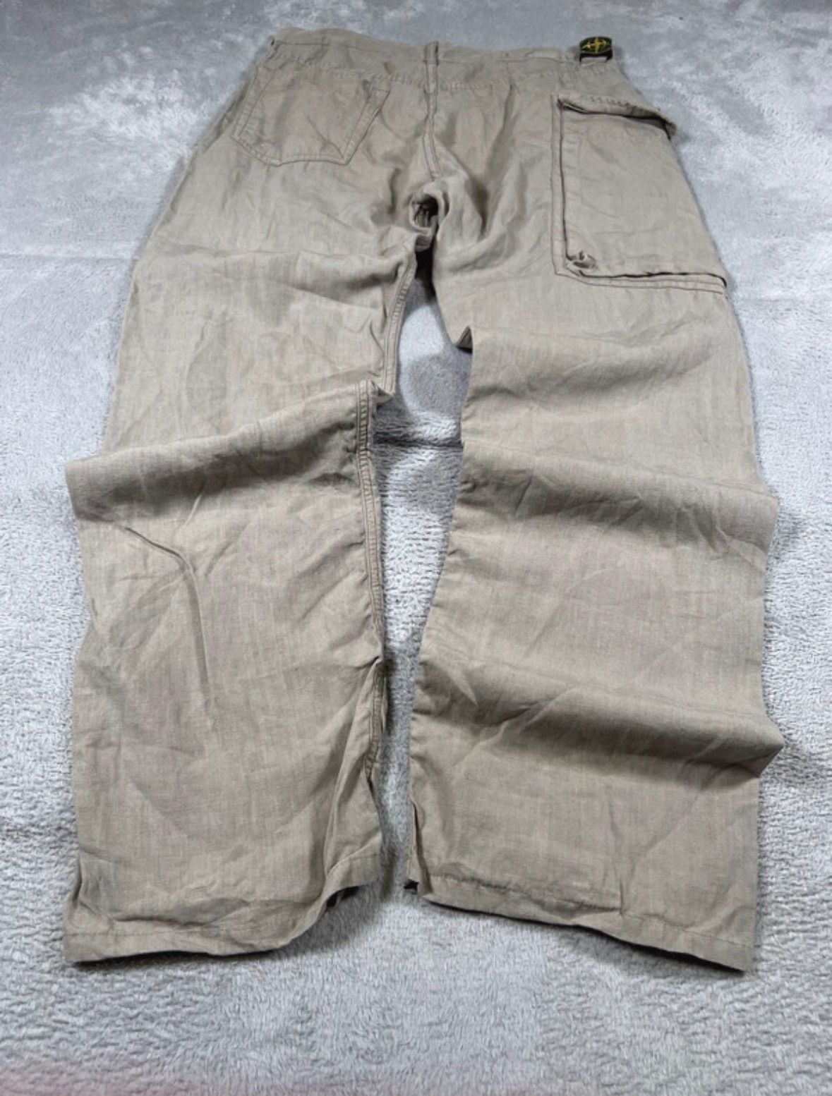 Stone Island Rare 00’s Massimo Osti Lino Flax Badge Cargo Utility Trousers Baggy Pants Size US 32 / EU 48 - 6 Thumbnail