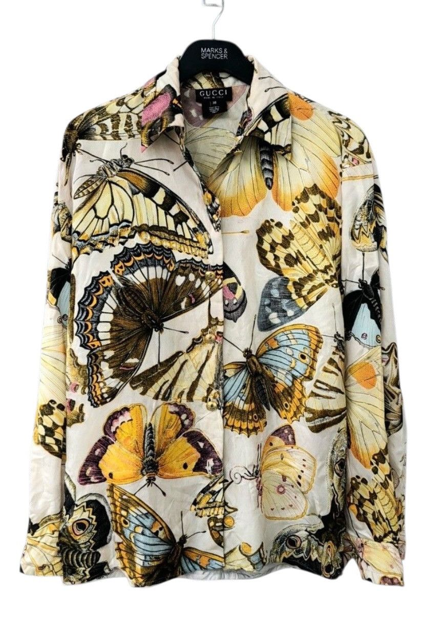 Gucci 1990s Gucci tom ford butterfly print silk shirt Size S / US 4 / IT 40 - 1 Thumbnail