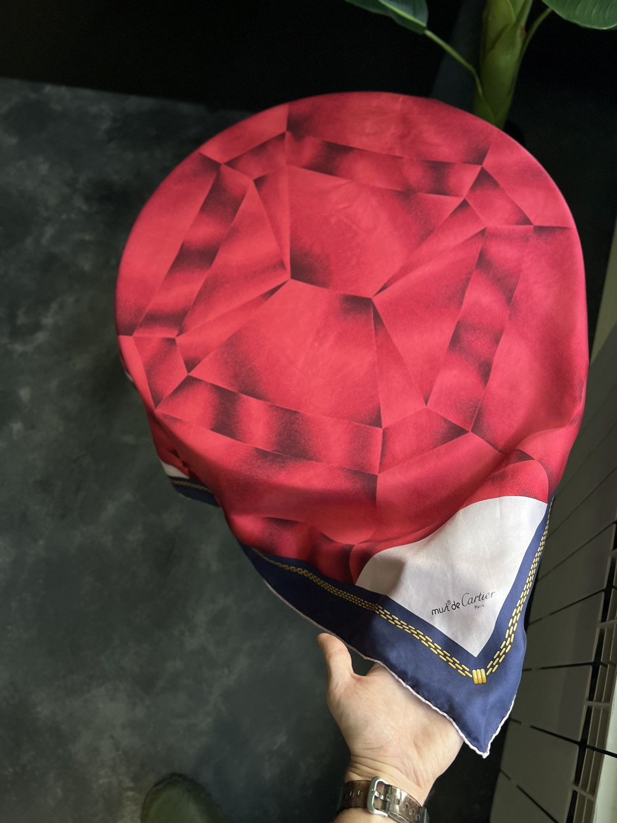 Cartier Cartier Red Silk Scarf 82x85cm Must de Cartier Vintage Size ONE SIZE - 14 Thumbnail