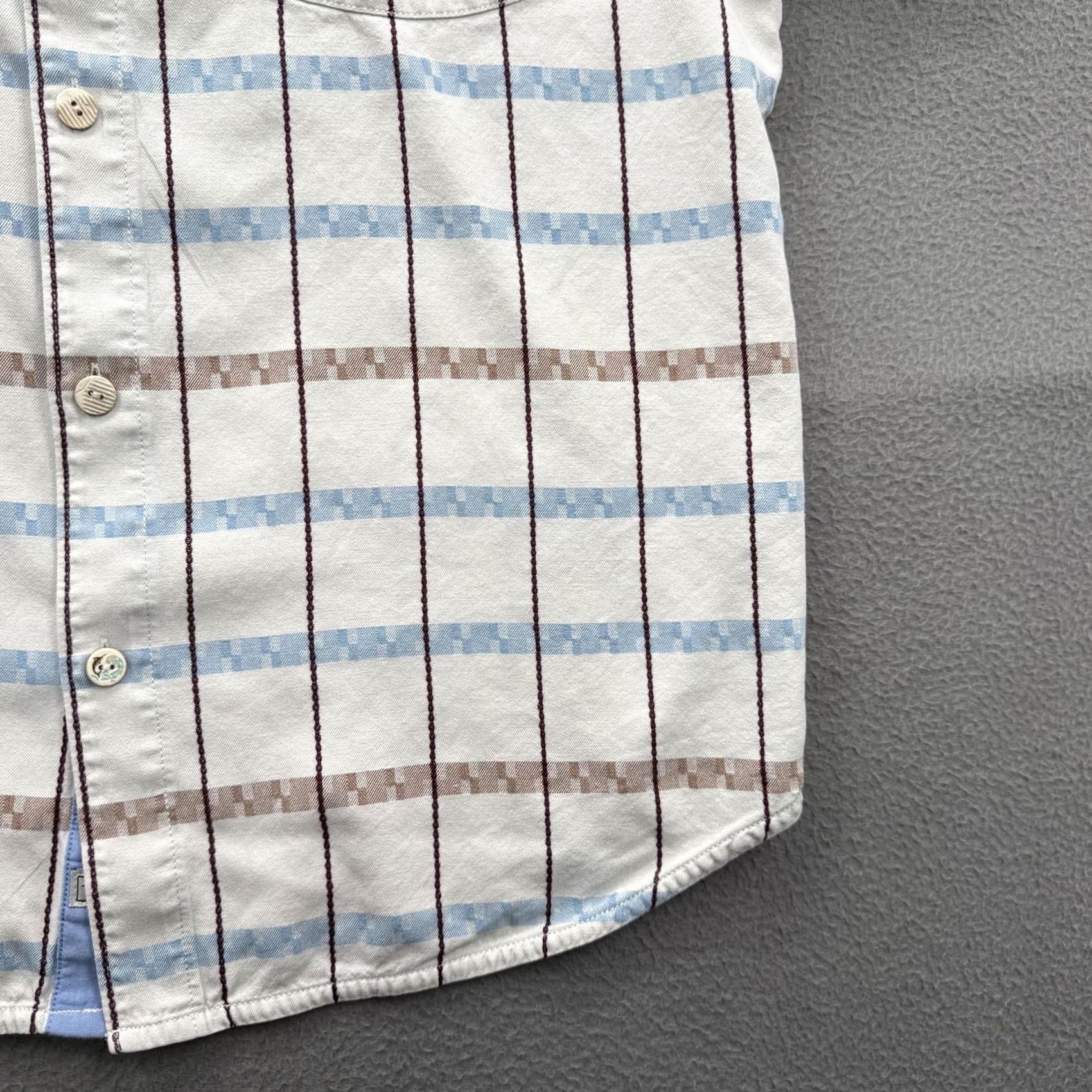Tommy Bahama Tommy Bahama Shirt Mens Medium Beige Plaid 100% Silk Short Sleeve Button-Up Size US M / EU 48-50 / 2 - 7 Thumbnail