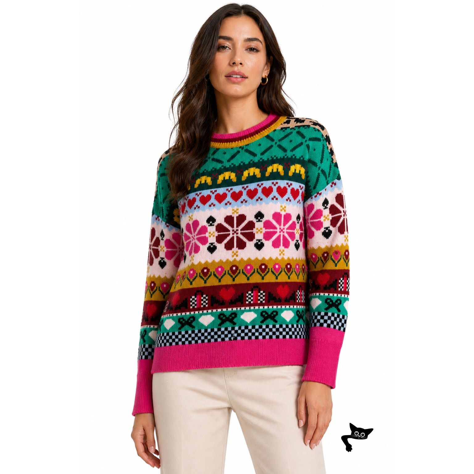 Kate Spade Kate Spade Multicolor Wool Mohair Floral Heart Sweater - S Size S / US 4 / IT 40 - 4 Thumbnail