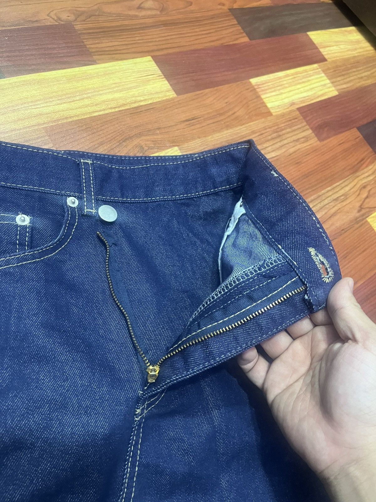 Japanese Brand JJIM Korean Raw Indigo Denim Long Skirt Front Slit Fit Size 26" / US 2 / IT 38 - 5 Thumbnail