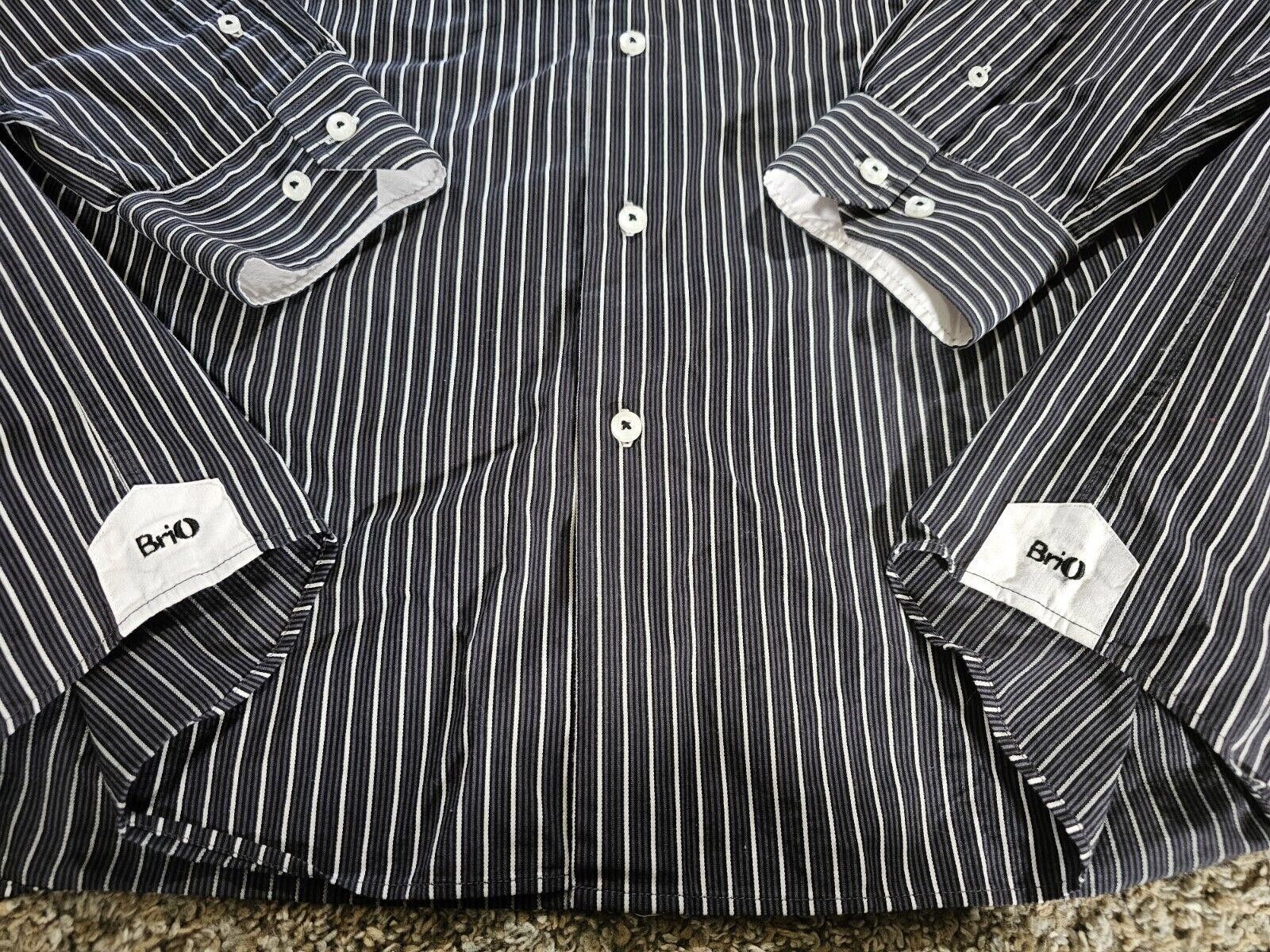 Other Brio Milano Contemporary 2XL 18.5/19 black stripe button-up Size US XXL / EU 58 / 5 - 5 Thumbnail
