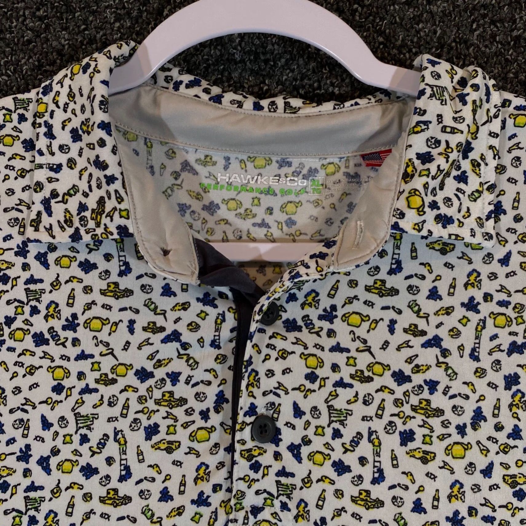 Vintage Hawke & Co Polo Shirt Mens XL White Yellow Blue Short Sleeve Golf Casual Shirt Mens XL White Yellow Blue Polo Hawke & Co Size US XL / EU 56 / 4 - 2 Thumbnail