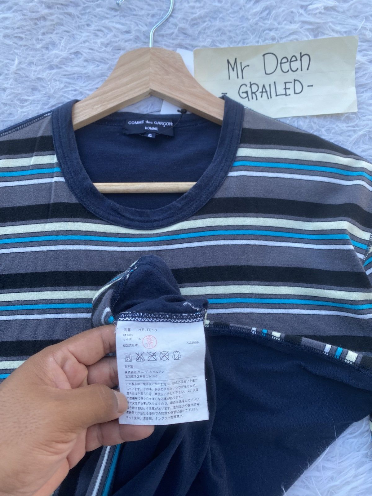 Comme des Garcons Homme Rare AD2009 Comme Des Garcons Homme Stripes Tshirt Size US S / EU 44-46 / 1 - 9 Thumbnail