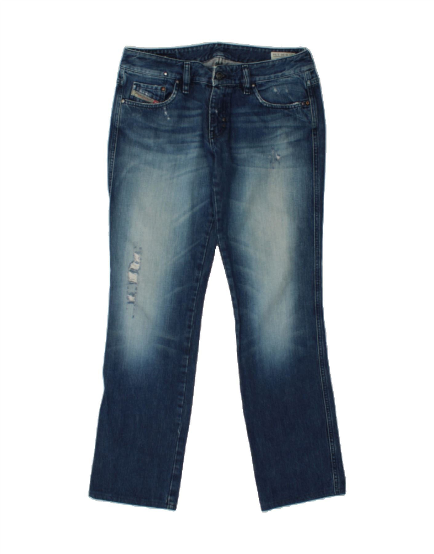 Diesel Womens Distressed Straight Jeans W30 L34 Blue Cotton Size 42" / US 20 - 1 Thumbnail