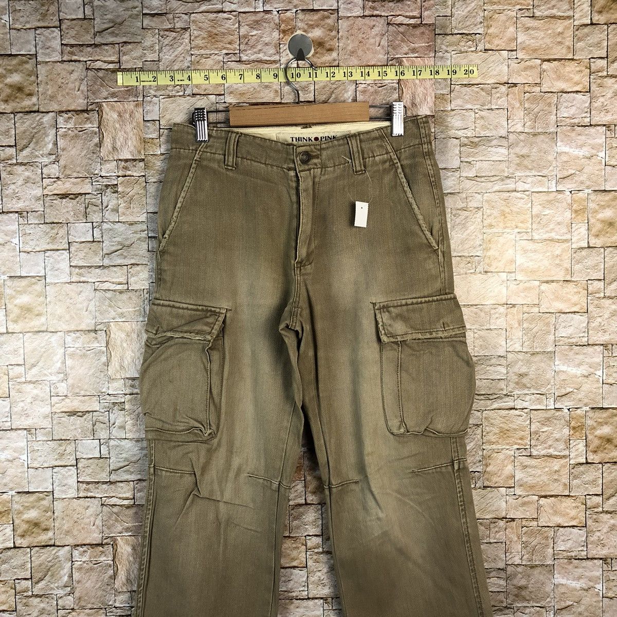 Japanese Brand Think Pink faded Cargo utility Multipocket Pants #A1160 Size US 29 - 2 Thumbnail