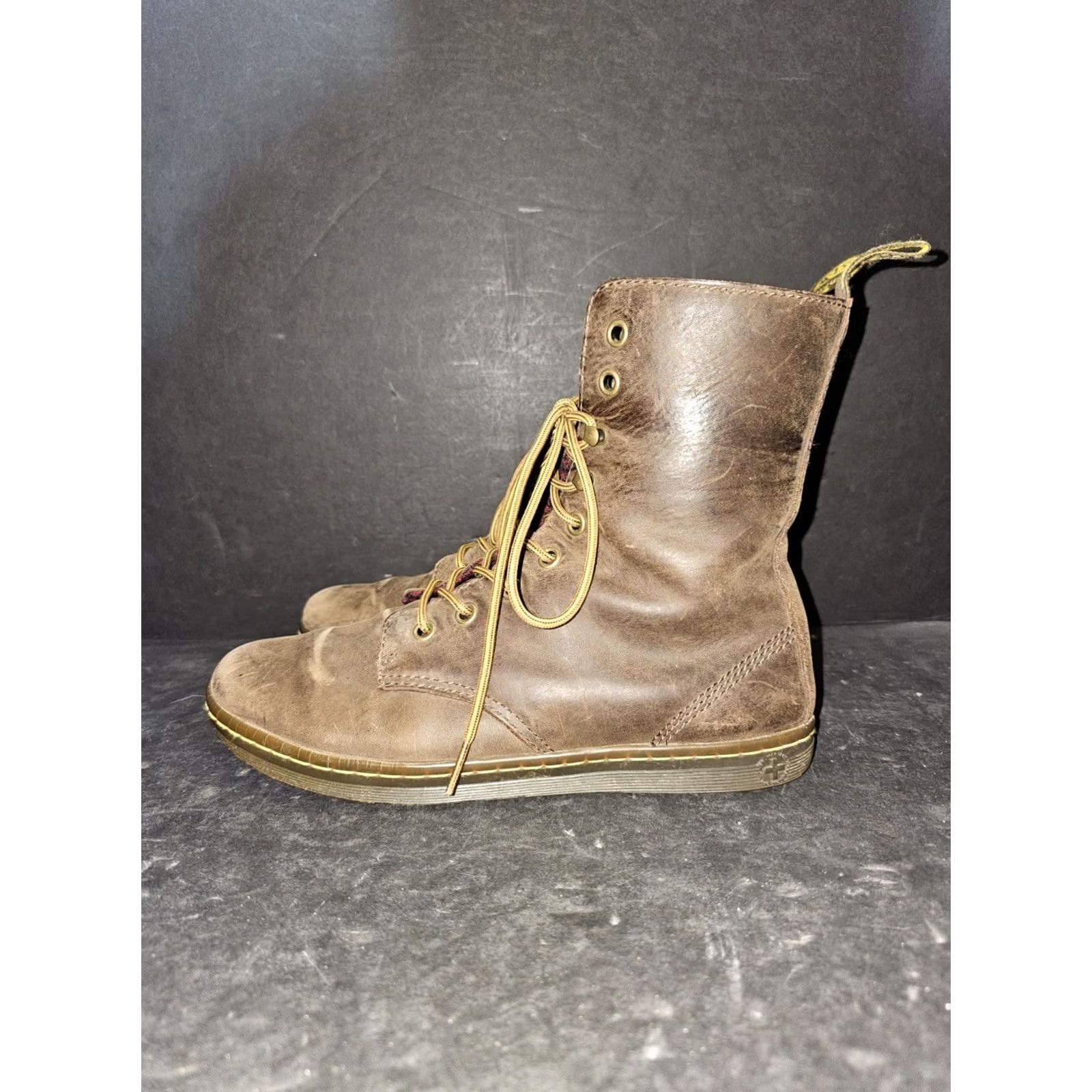 Dr. Martens VINTAGE Dr Martens Tehani Lace Up Brown Leather Combat Boots Tartan Plaid Lined Size 8 Womens 90s Punk Casual Shoes Size US 8 / IT 38 - 4 Thumbnail