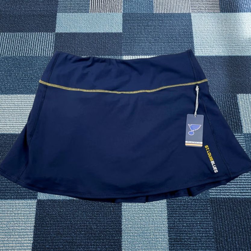 Vintage NWT Saint Louis Blues Skort Womens Large Navy Gold Lined Skirt Performance Size 36" / US 14 / IT 50 - 1 Thumbnail