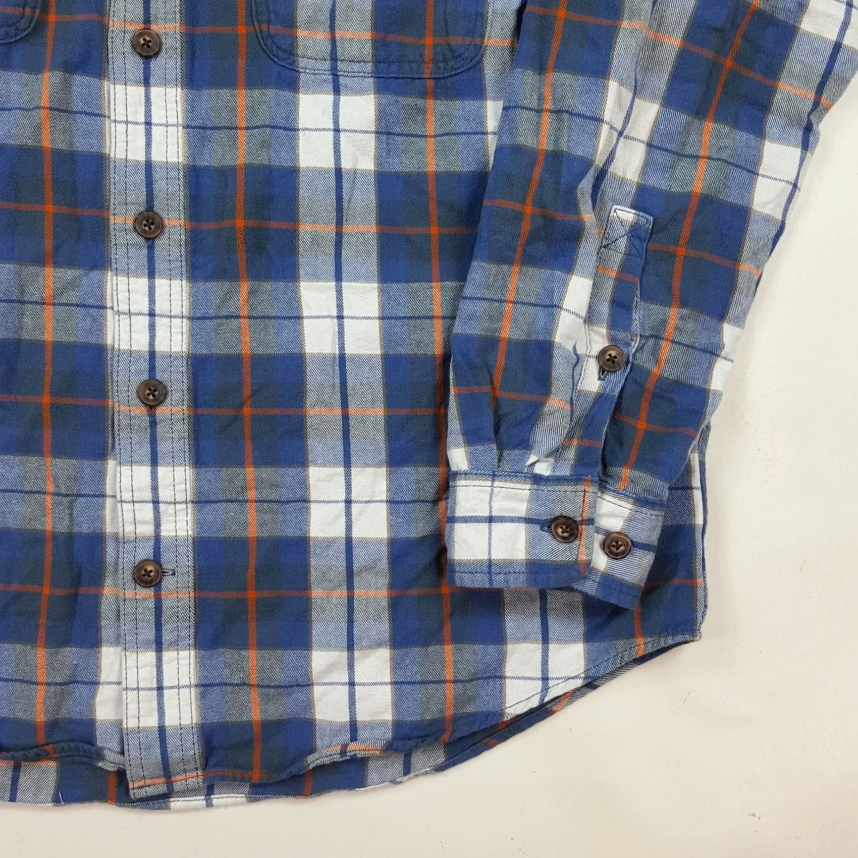 CO VINTAGE Duluth Trading Co Blue Plaid Flannel Mens XL Button-Up Shirt Collar Size US XL / EU 56 / 4 - 3 Thumbnail
