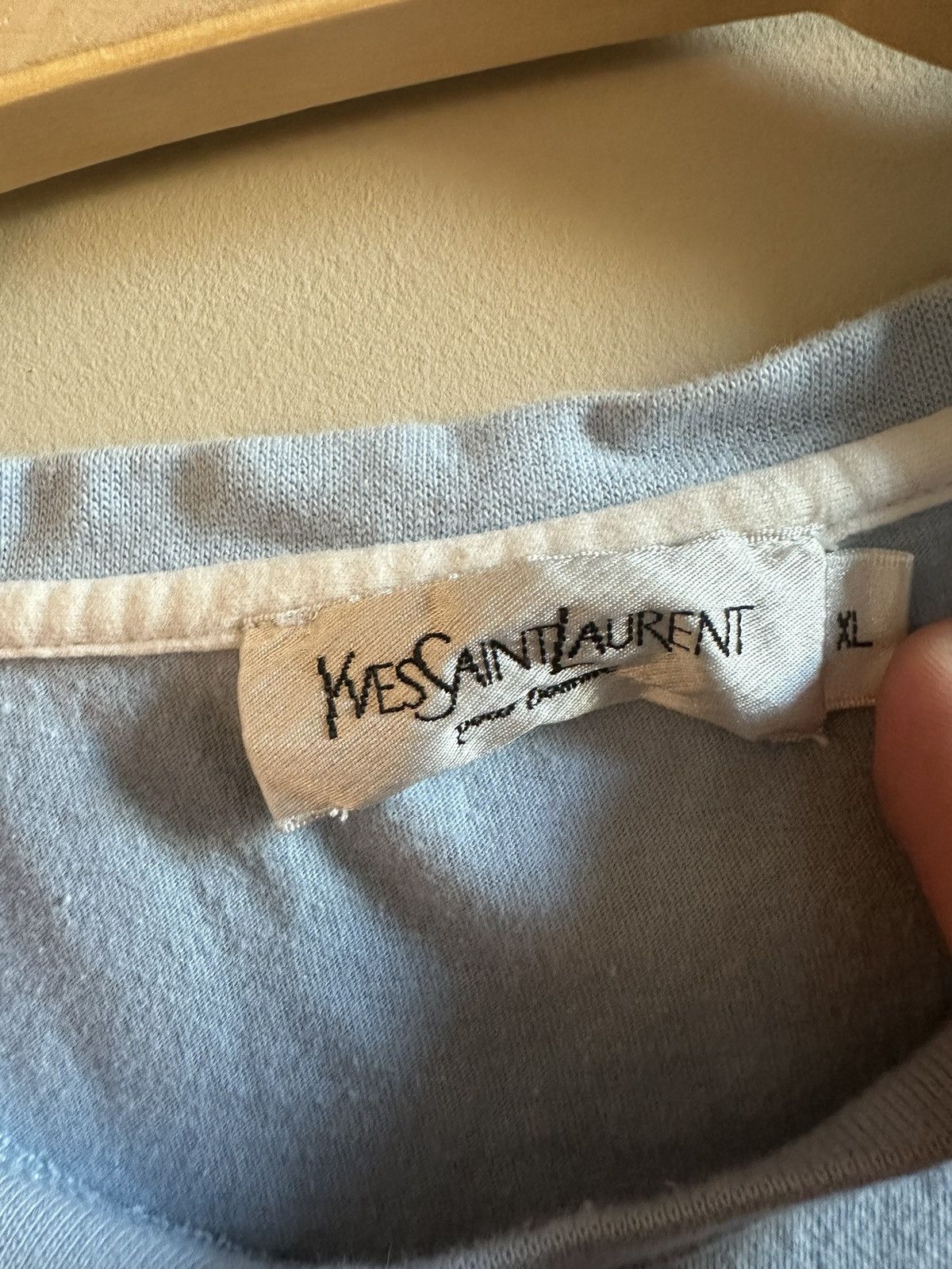 Designer × Yves Saint Laurent Yves Saint Laurent Baby Blue Tee Size US XL / EU 56 / 4 - 2 Thumbnail
