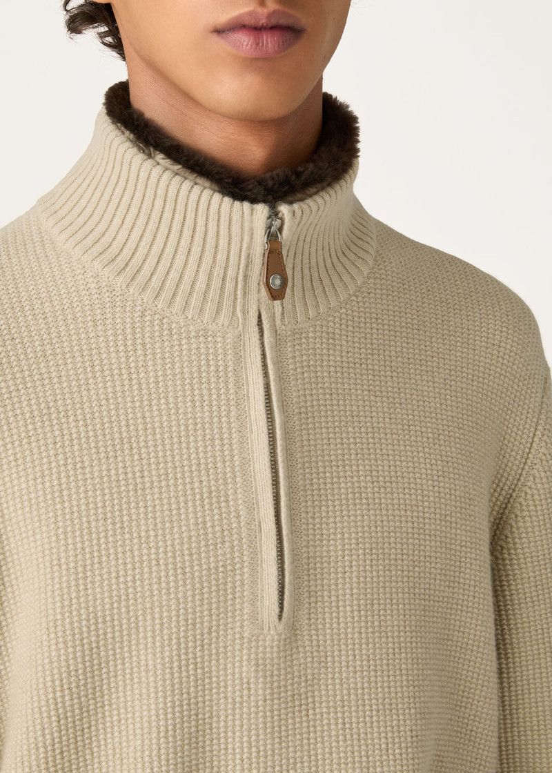 Loro Piana o1w1db10226 FA06328 Alpe Half-Neck Sweater in Beige Size US L / EU 52-54 / 3 - 3 Thumbnail