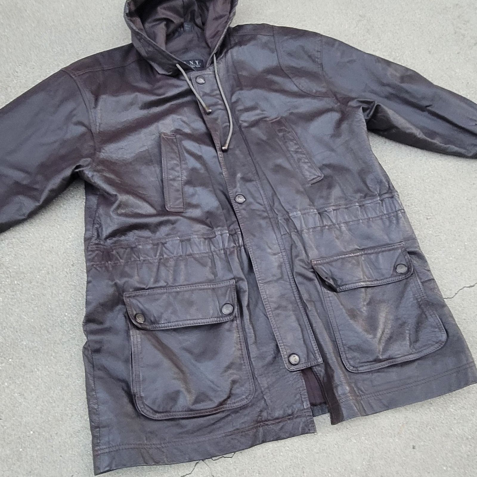 The Unbranded Brand Vtg D.A.N.Y. Hooded Leather Parka Jacket Size XL / US 12-14 / IT 48-50 - 2 Thumbnail