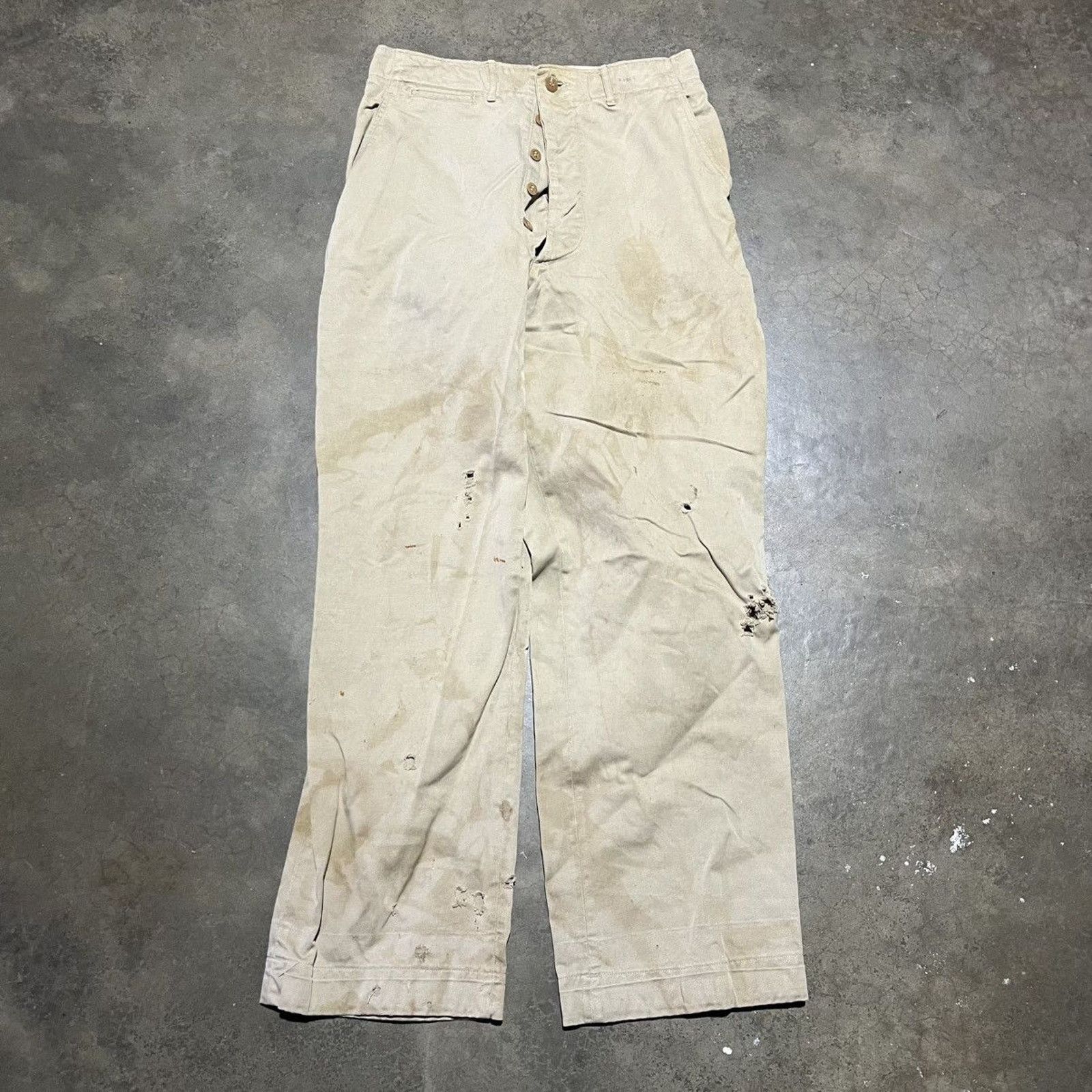Vintage Vintage WW2 Tan Military Buttonfly Sanforized Chinos 29x30 Size US 29 - 1 Thumbnail