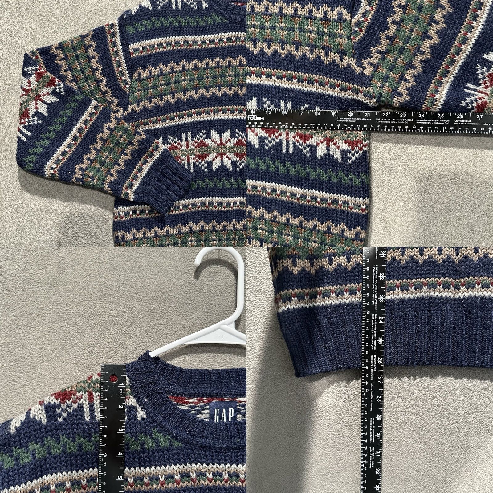 Gap Vintage Gap Sweater Mens M Blue Fair Isle Nordic Snowflakes Wool Hong Kong GUC Size US M / EU 48-50 / 2 - 8 Thumbnail
