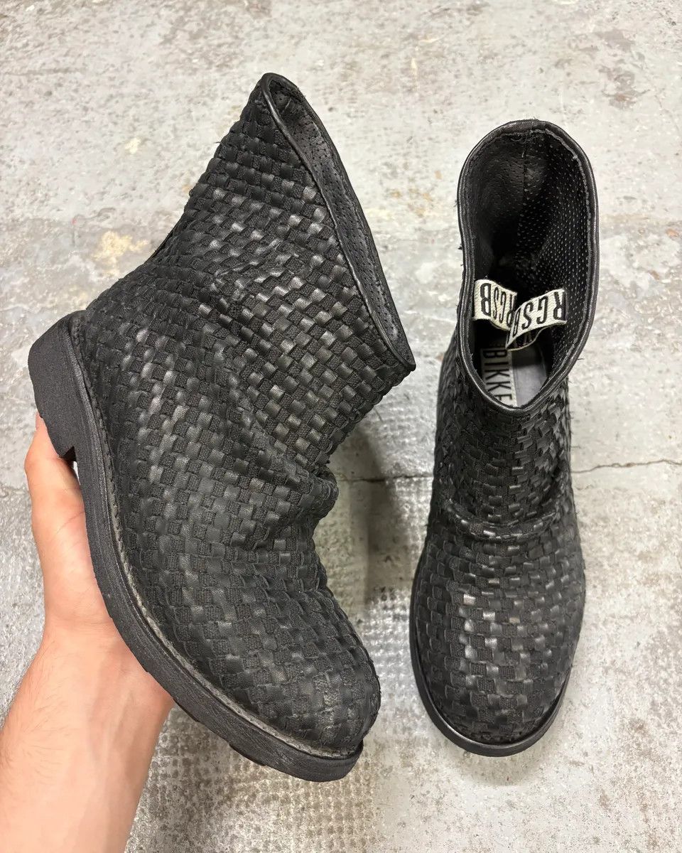 Dirk Bikkembergs Bikkembergs Black Woven Embossed Leather Boots Size US 7 / IT 37 - 1 Thumbnail