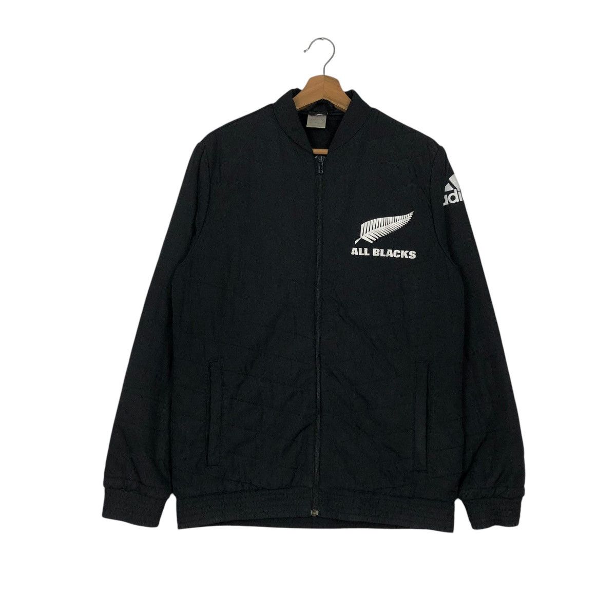 Adidas 🔥VINTAGE BOMBER JACKET ADIDAS ALL BLACK BIG LOGO Size US L / EU 52-54 / 3 - 3 Thumbnail