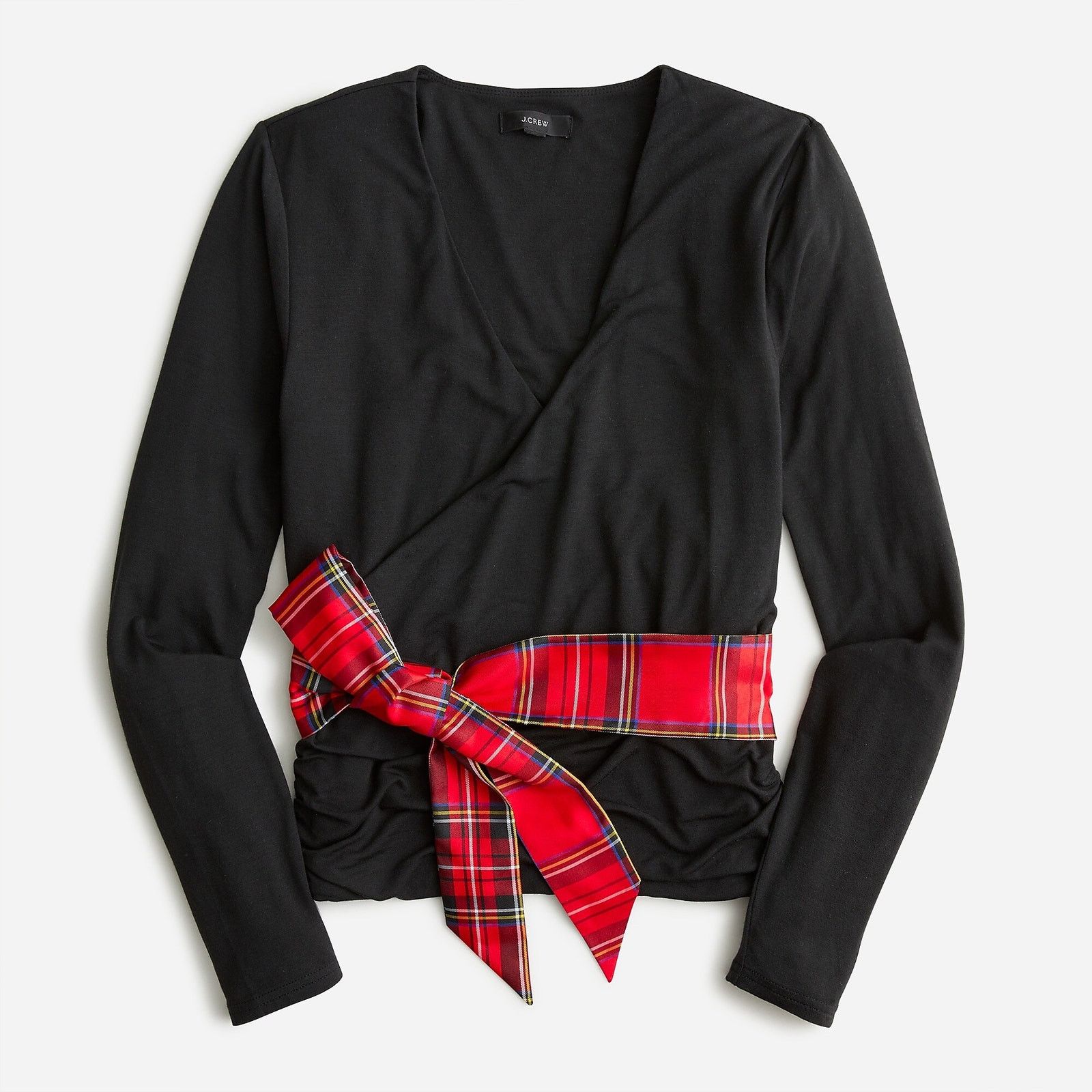 J.Crew J. Crew Womens Formknit Surplice Plaid Belted Top XS Preppy Size XS / US 0-2 / IT 36-38 - 7 Thumbnail
