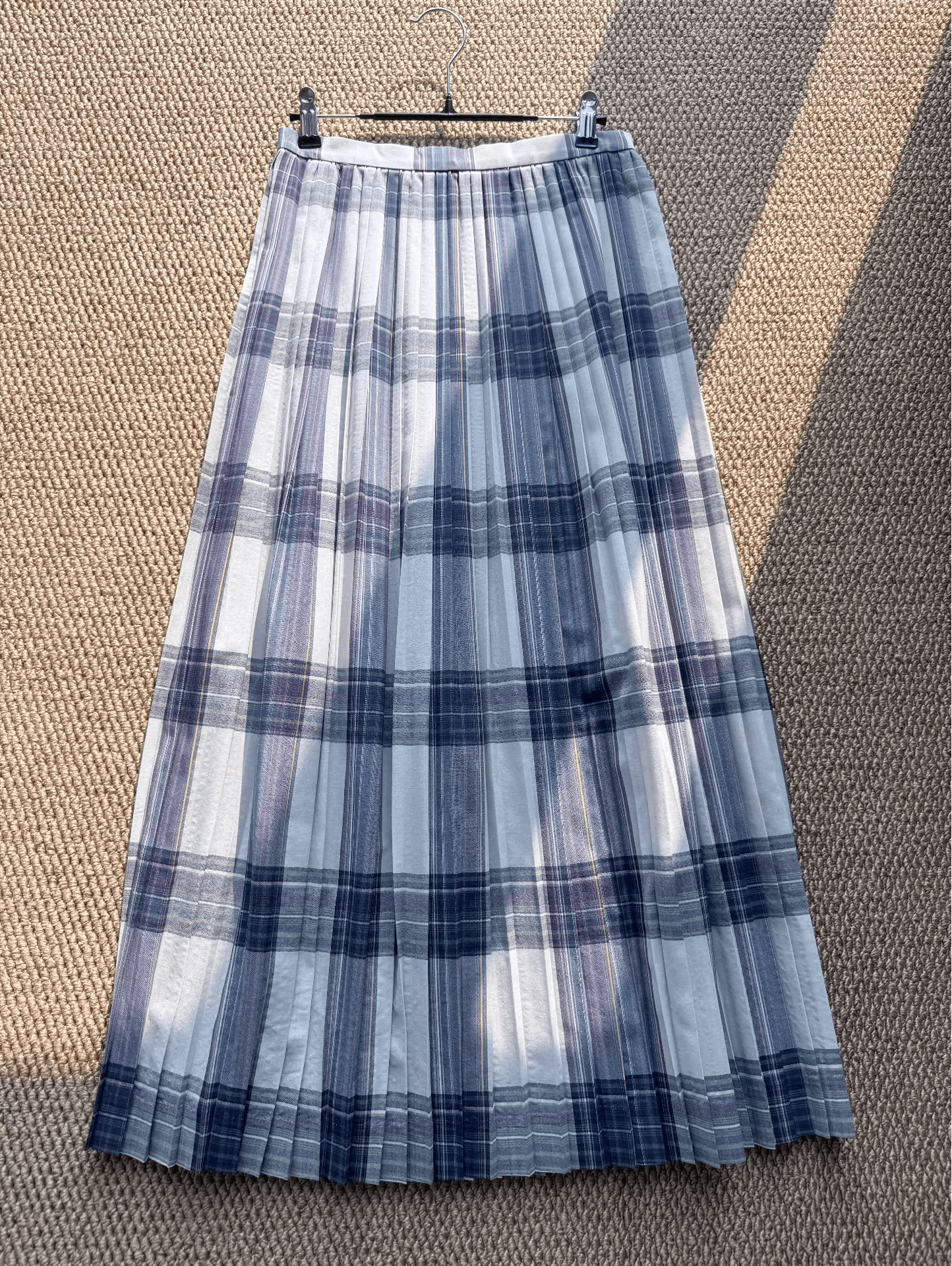 Auralee AURALEE Gray PurpleGreen Check Wool Pleats Midi Skirt Size S Size 26" / US 2 / IT 38 - 2 Thumbnail
