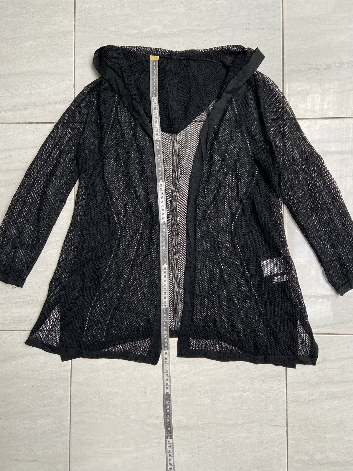 Designer LINEA FORMICA Black Mesh Cardigan Size US M / EU 48-50 / 2 - 2 Thumbnail