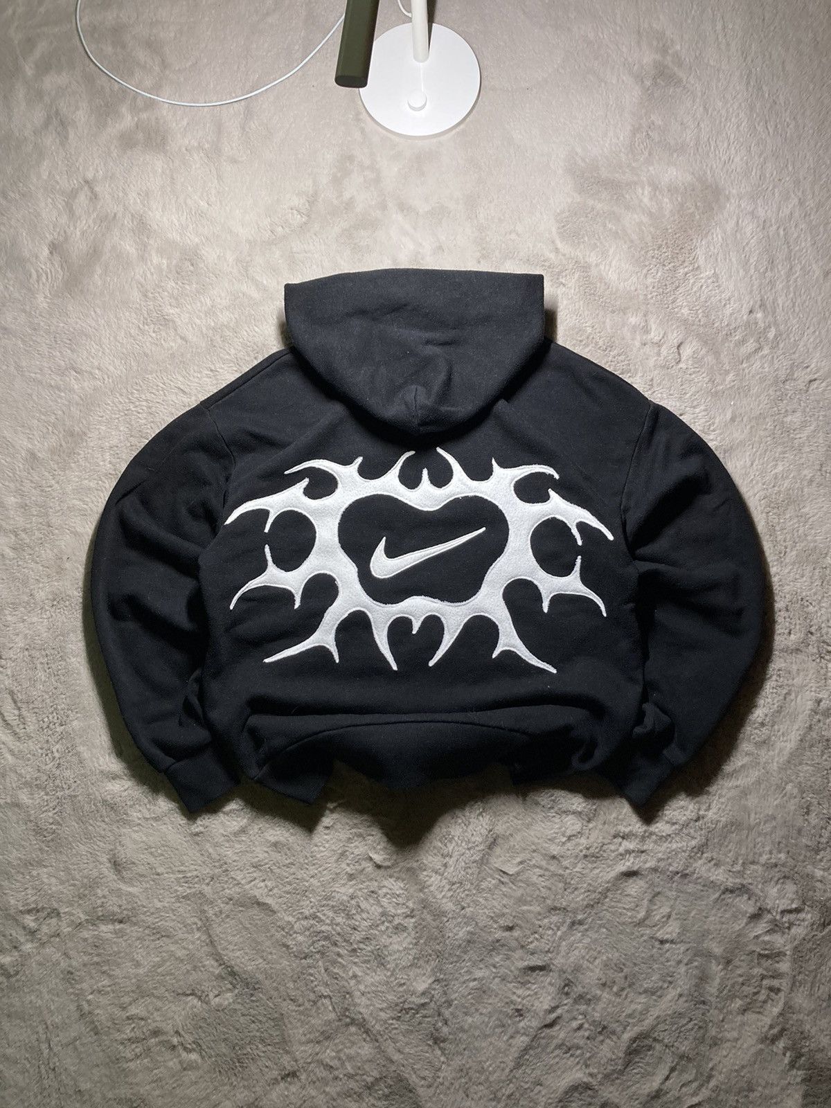 Nike ⛩️Nike Custom Hoodie Rare Y2K Punk Rock Devil Cross Hearts⛩️ Size US S / EU 44-46 / 1 - 1 Thumbnail