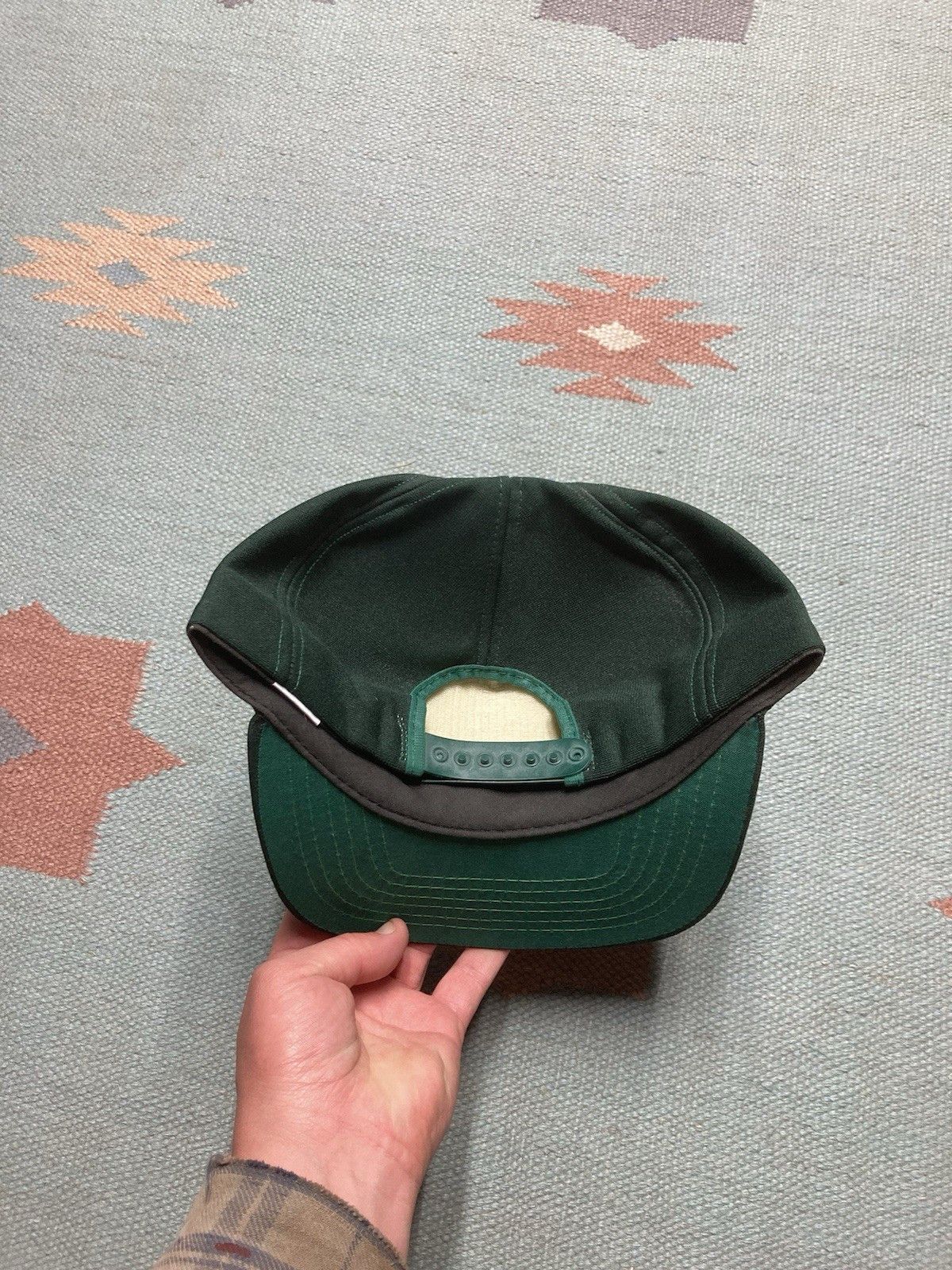Vintage 80s SnapBack hat new era blank forest green made USA dupont Size ONE SIZE - 4 Thumbnail