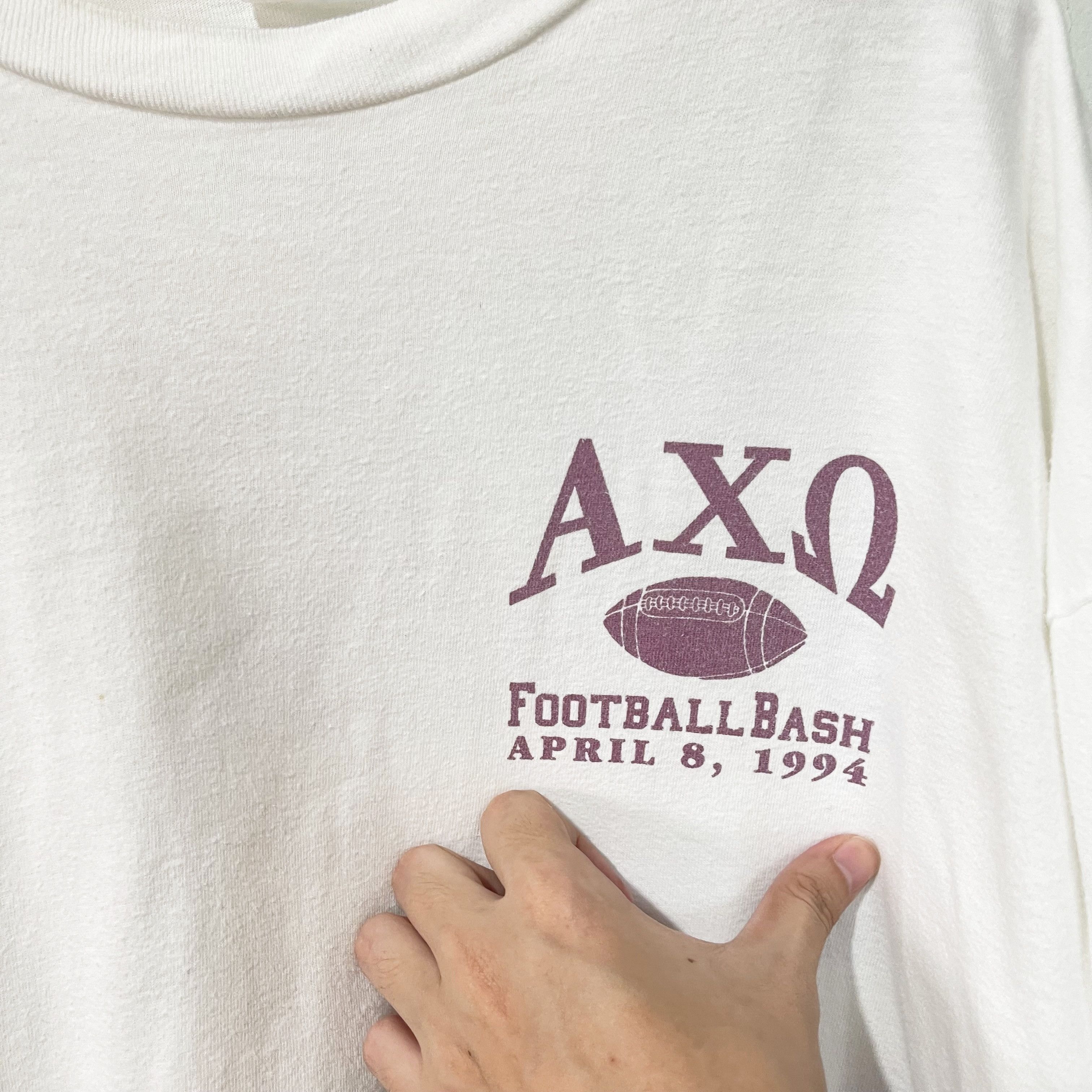 NCAA Vintage 90s Alpha Chi Omega Michigan T-Shirt Size US XL / EU 56 / 4 - 5 Thumbnail